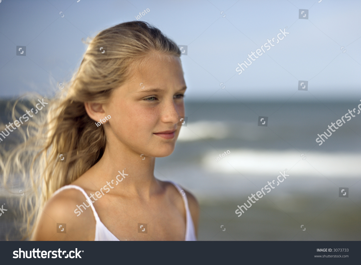 Preteen Girl Beach Portrait High Resolution Stock 