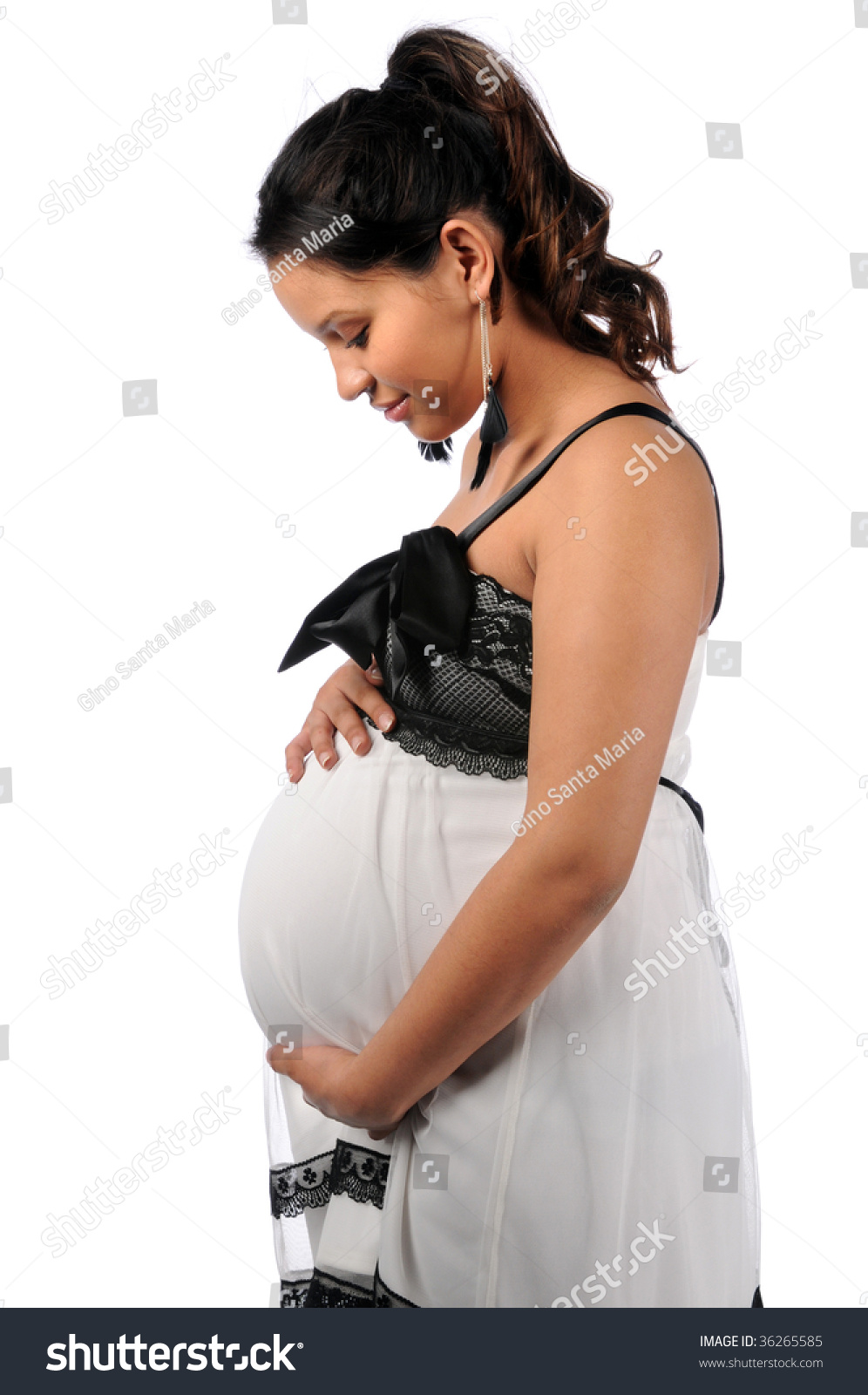 Portrait Pregnant Hispanic Woman Hands On Stock Photo (Edit Now) 36265585