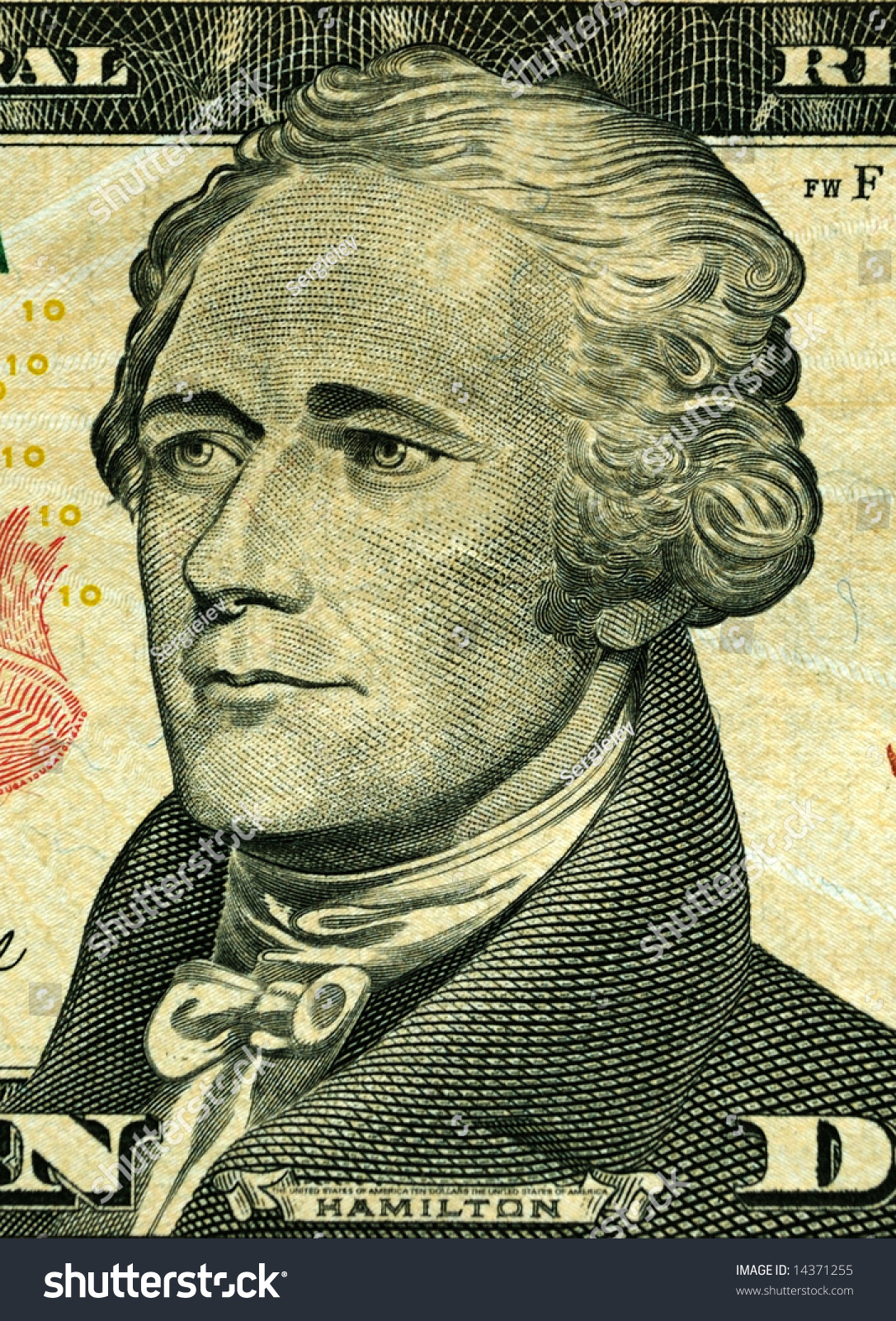 Portrait Of President Hamilton A 10-Dollar Banknotes Of United States ...