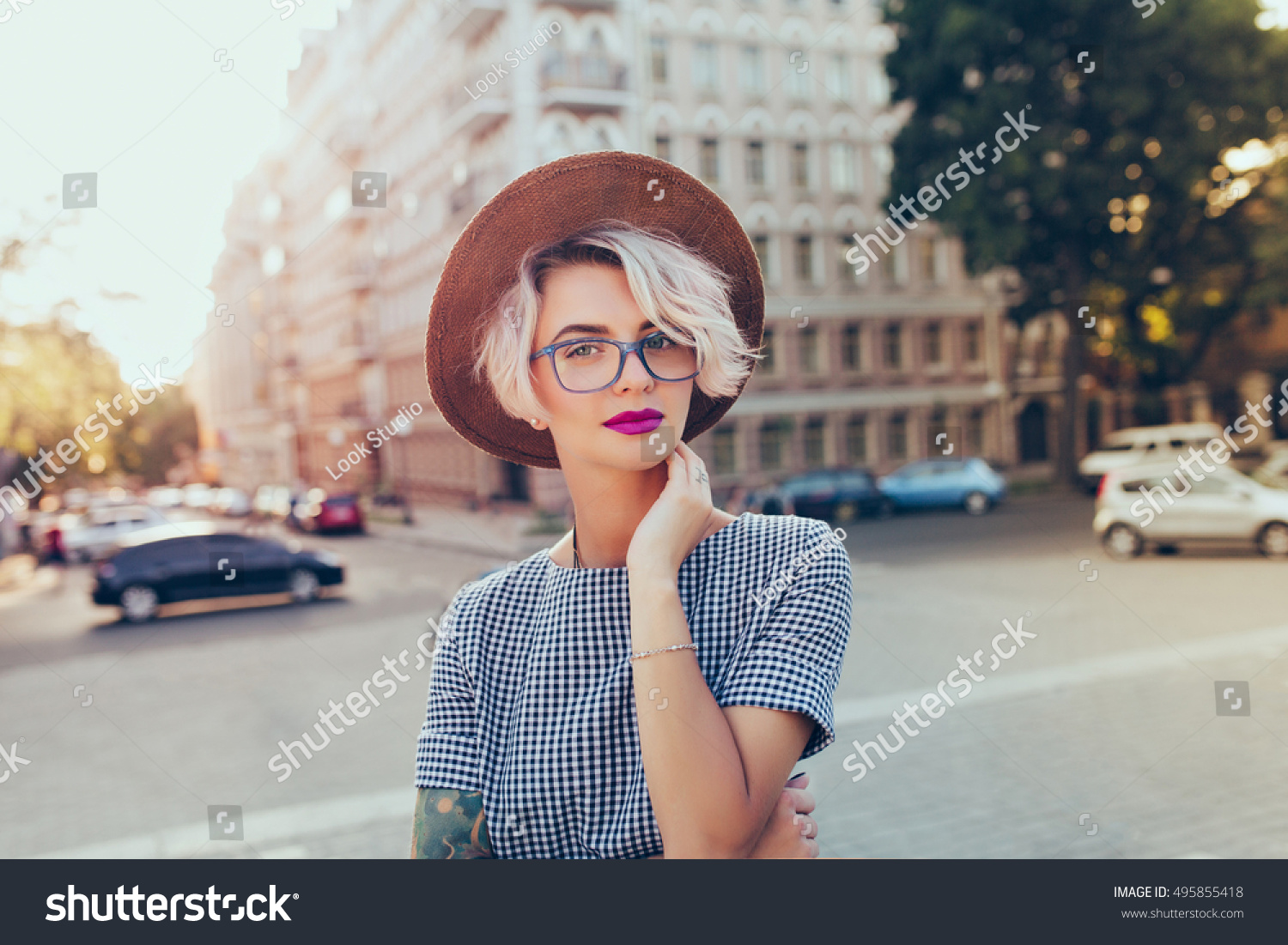 Portrait Pretty Blonde Girl Short Hair Stock Image Download Now