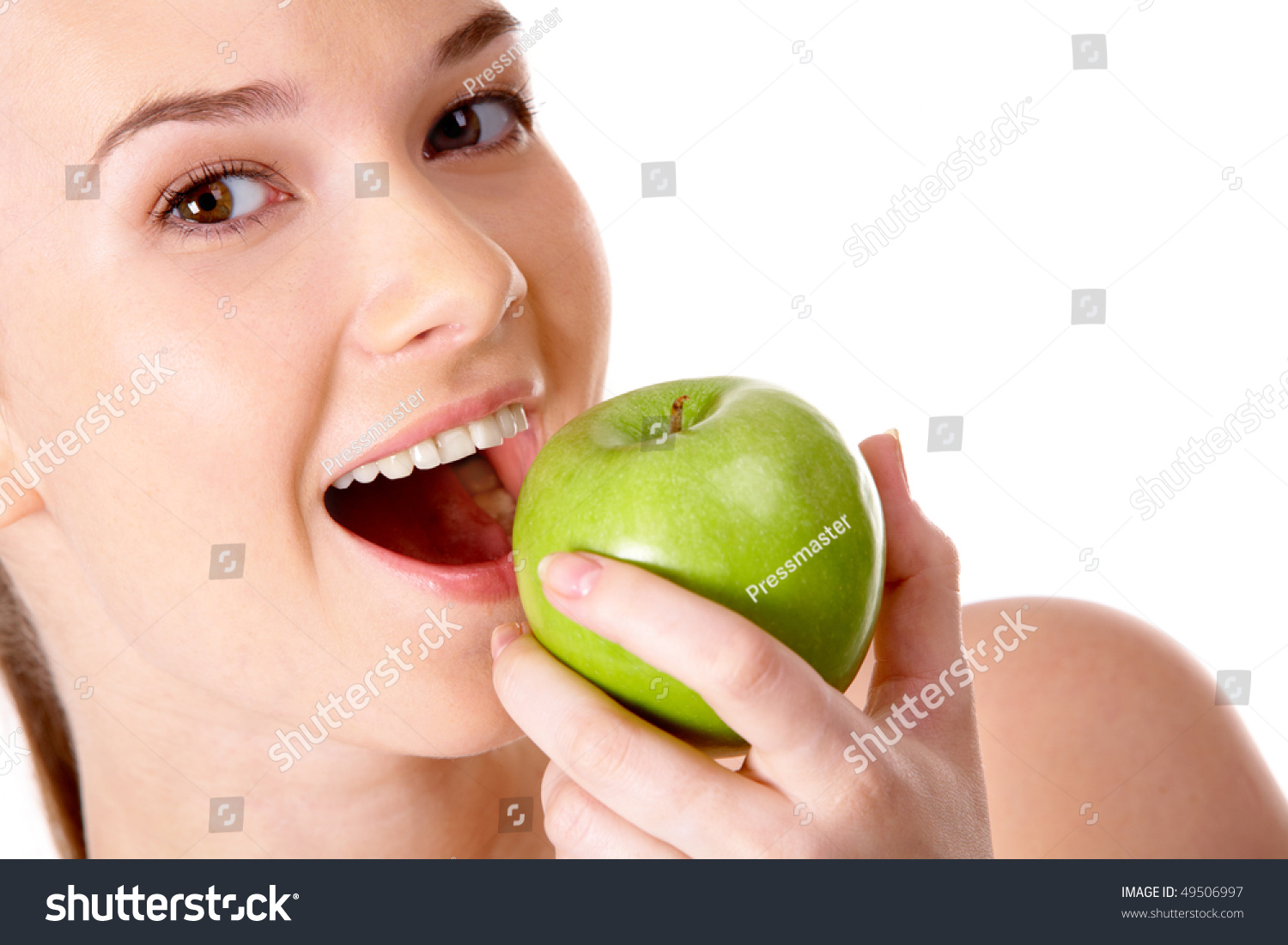 Portrait Pretty Girl Open Mouth Eating Stock Photo 49506997 - Shutterstock