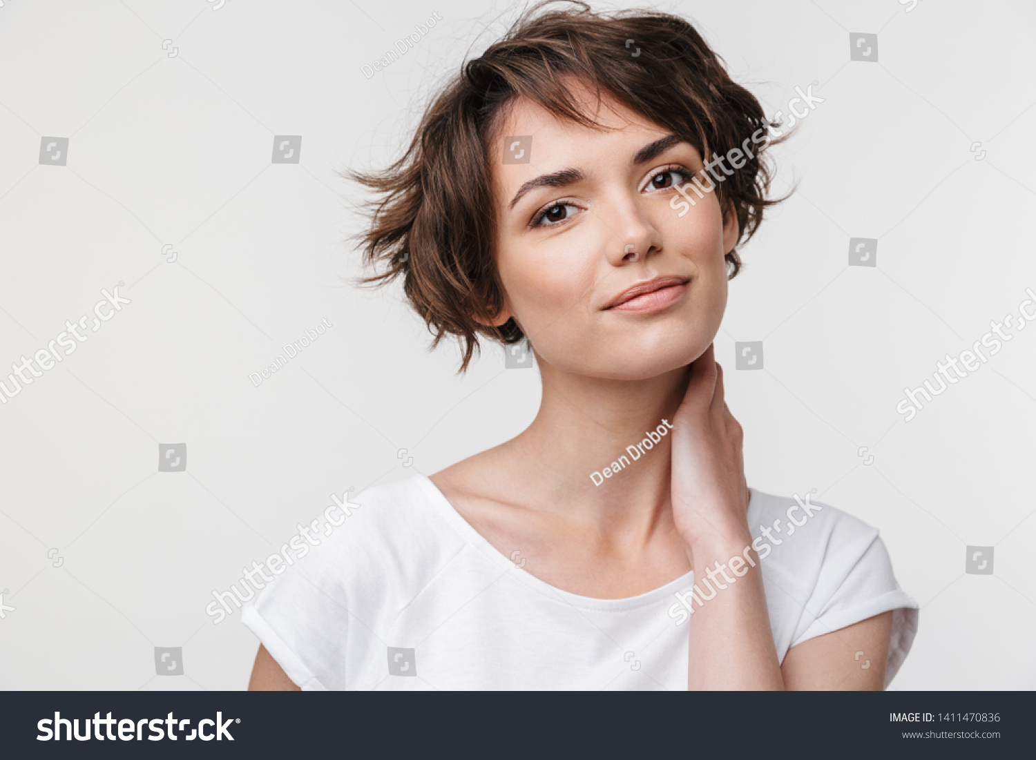 Portrait Pretty Woman Short Brown Hair Stock Photo Edit Now