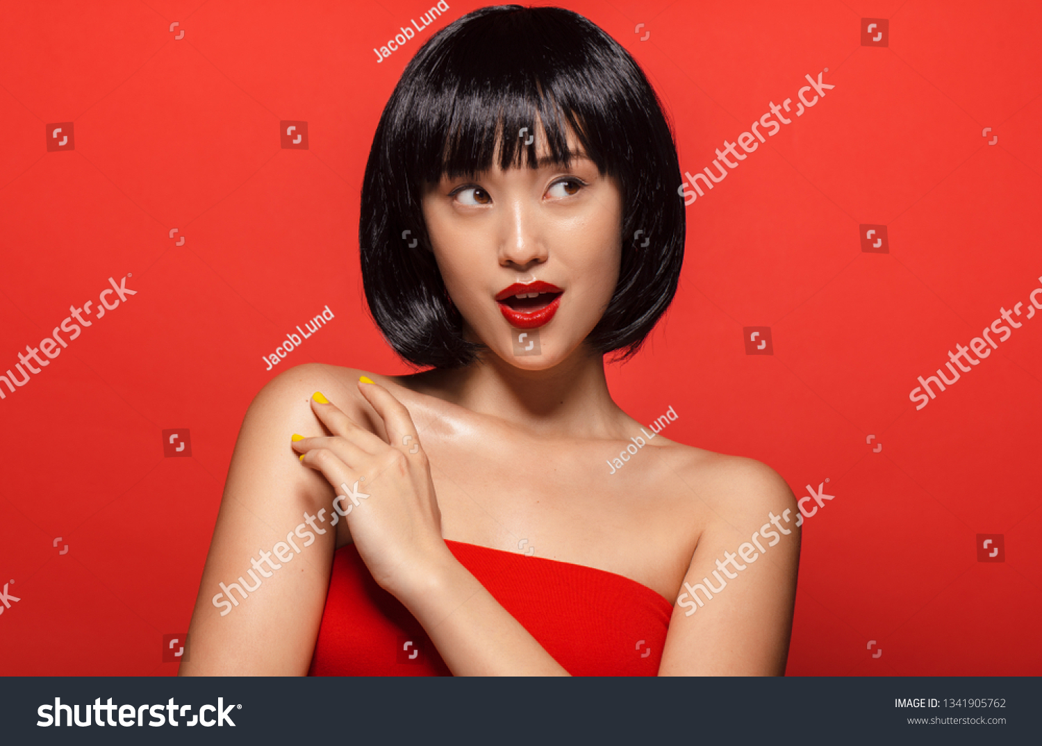 Portrait Pretty Young Asian Woman Short Stock Photo Edit Now