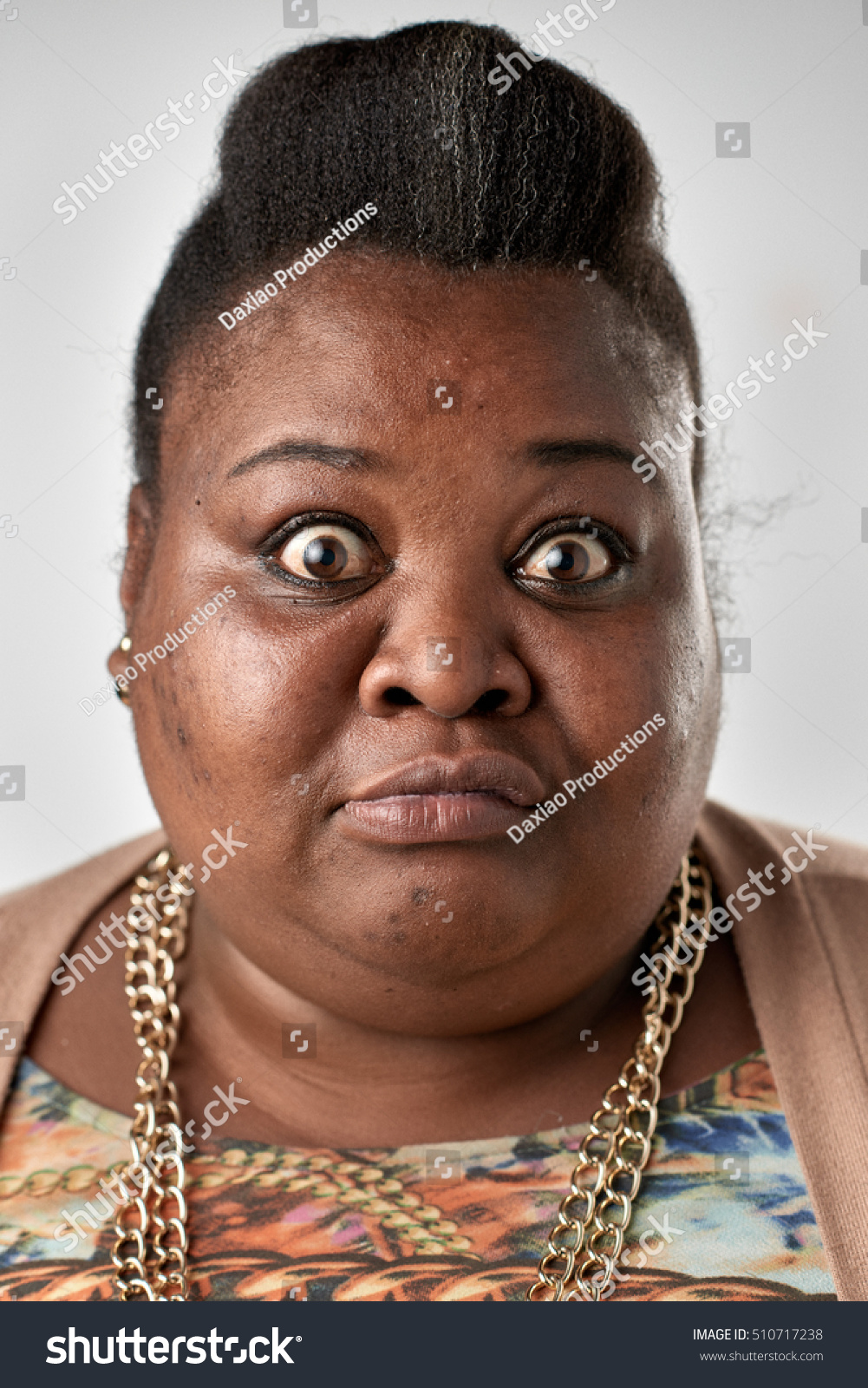 Portrait Real Black African Funny Face Stock Photo 