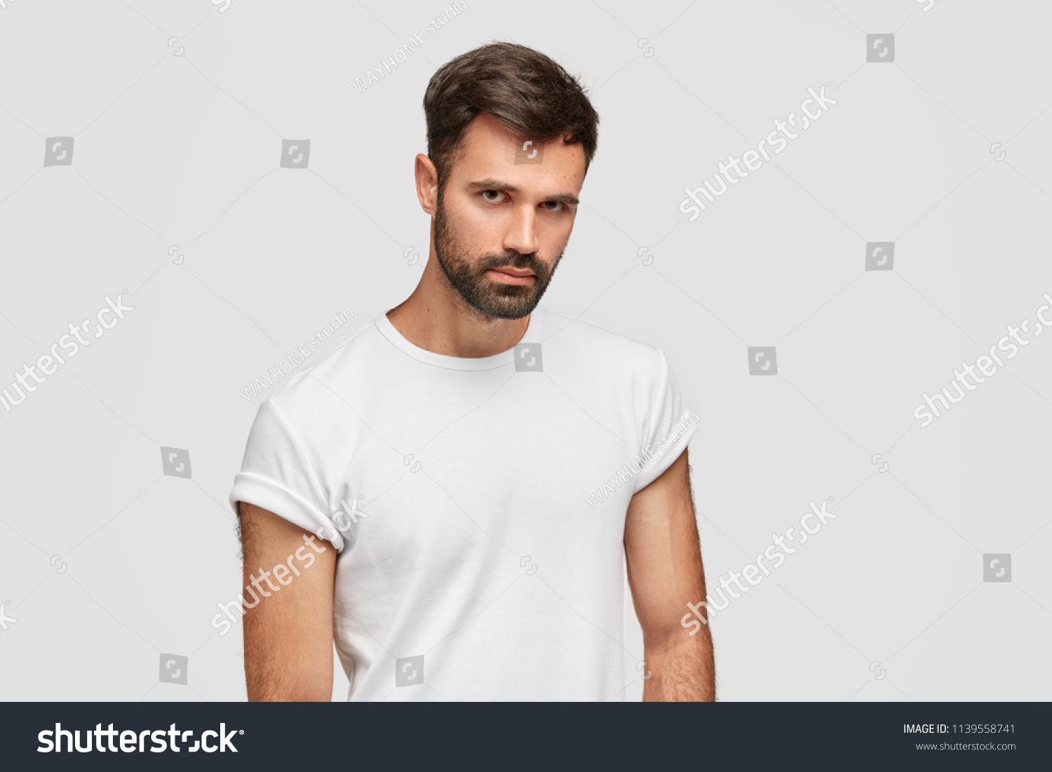 Portrait Serious Bearded Male Hipster Looks Stock Photo Shutterstock