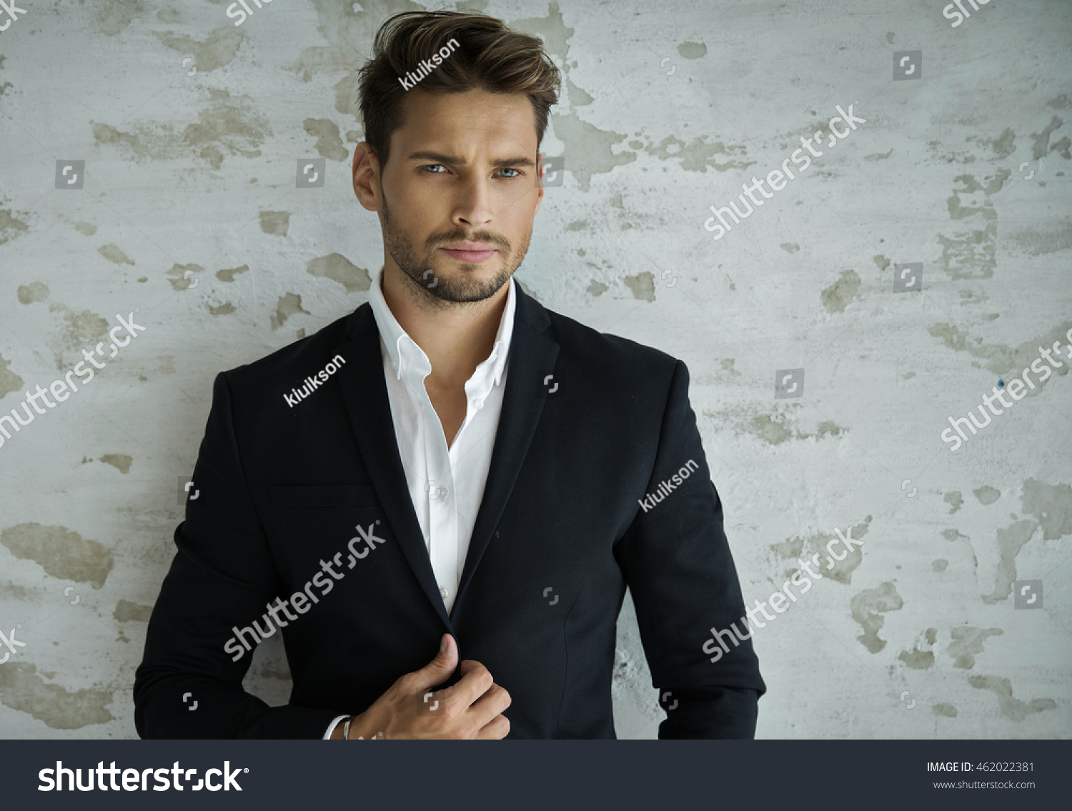 Portrait Sexy Man Black Suit Stock Photo 462022381 | Shutterstock