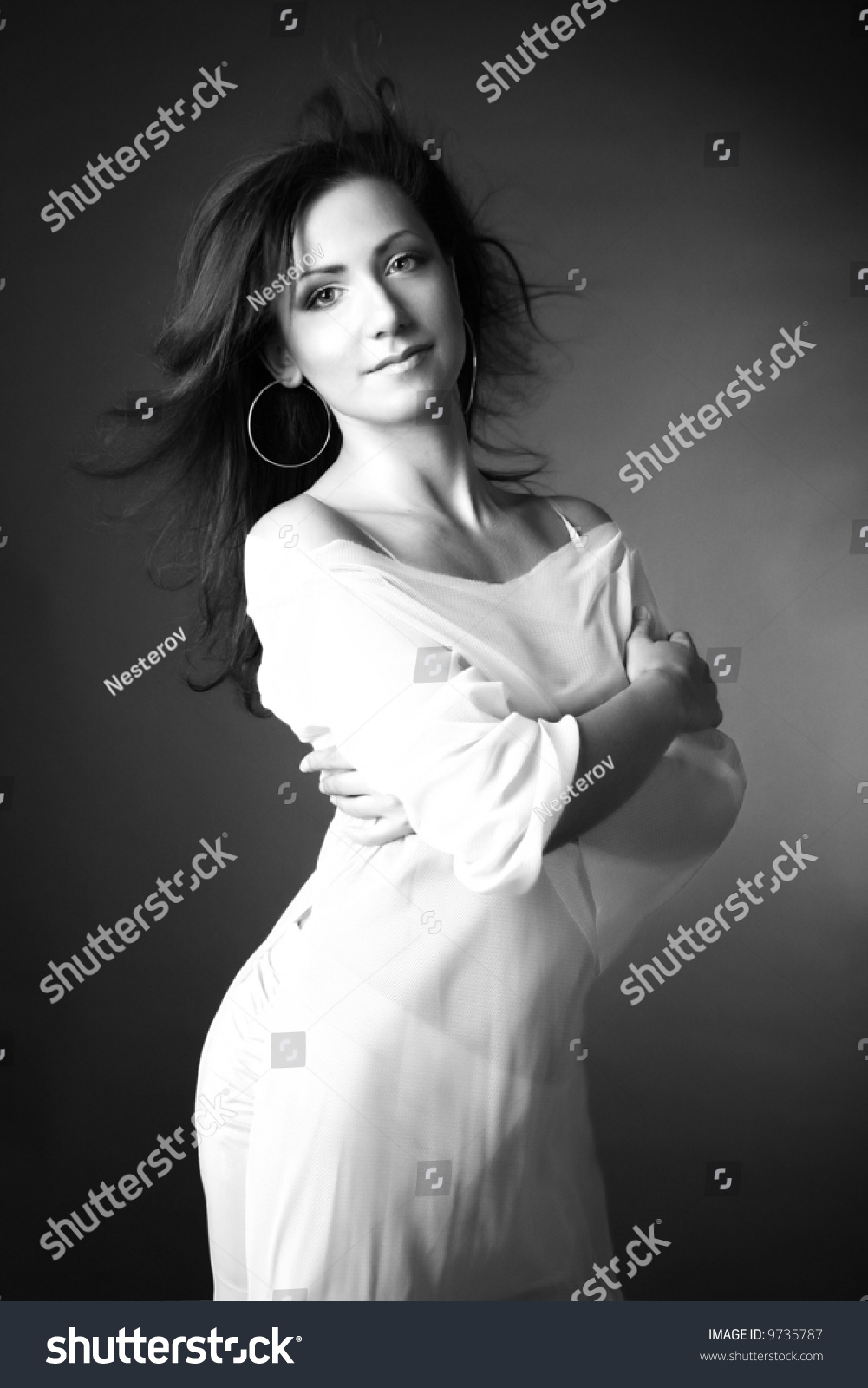 Portrait Sexy Mysterious Woman Stock Photo (Edit Now) 9735787