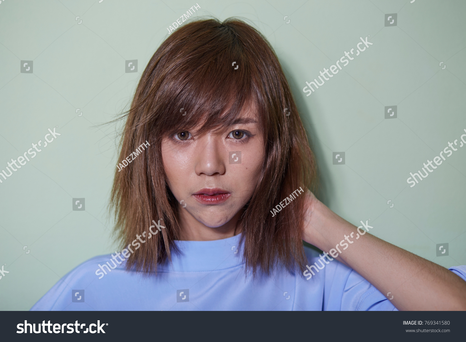 Portrait Short Hair Asian Girl On Royalty Free Stock Image