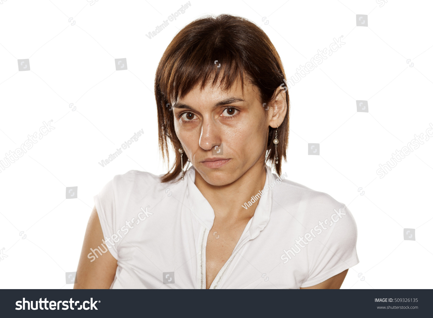 Portrait Skinny Middleaged Woman No Makeup库存照片509326135 Shutterstock