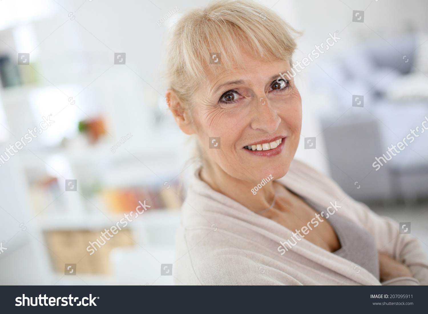 Portrait Of Smiling Blond Senior Woman Stock Photo 207095911 : Shutterstock