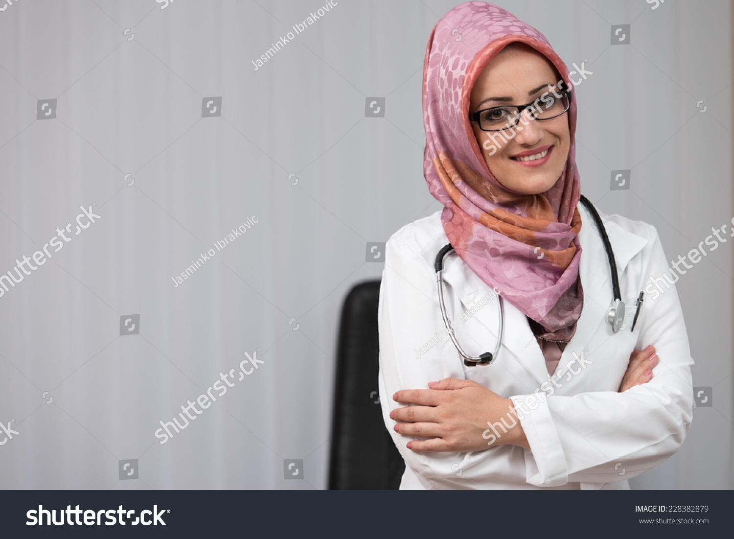 Portrait Smiling Muslim Female Doctor Stock Photo (Edit Now) 228382879