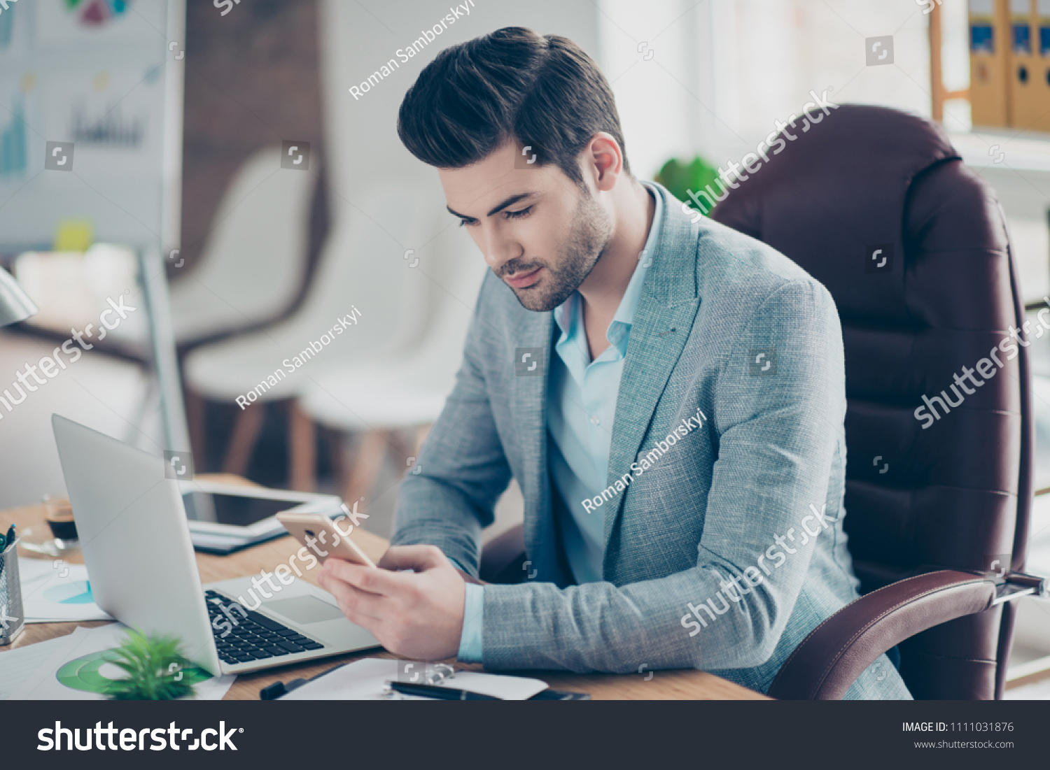 Portrait Stylish Modern Itmanager Sitting Work Stock Photo 1111031876 ...