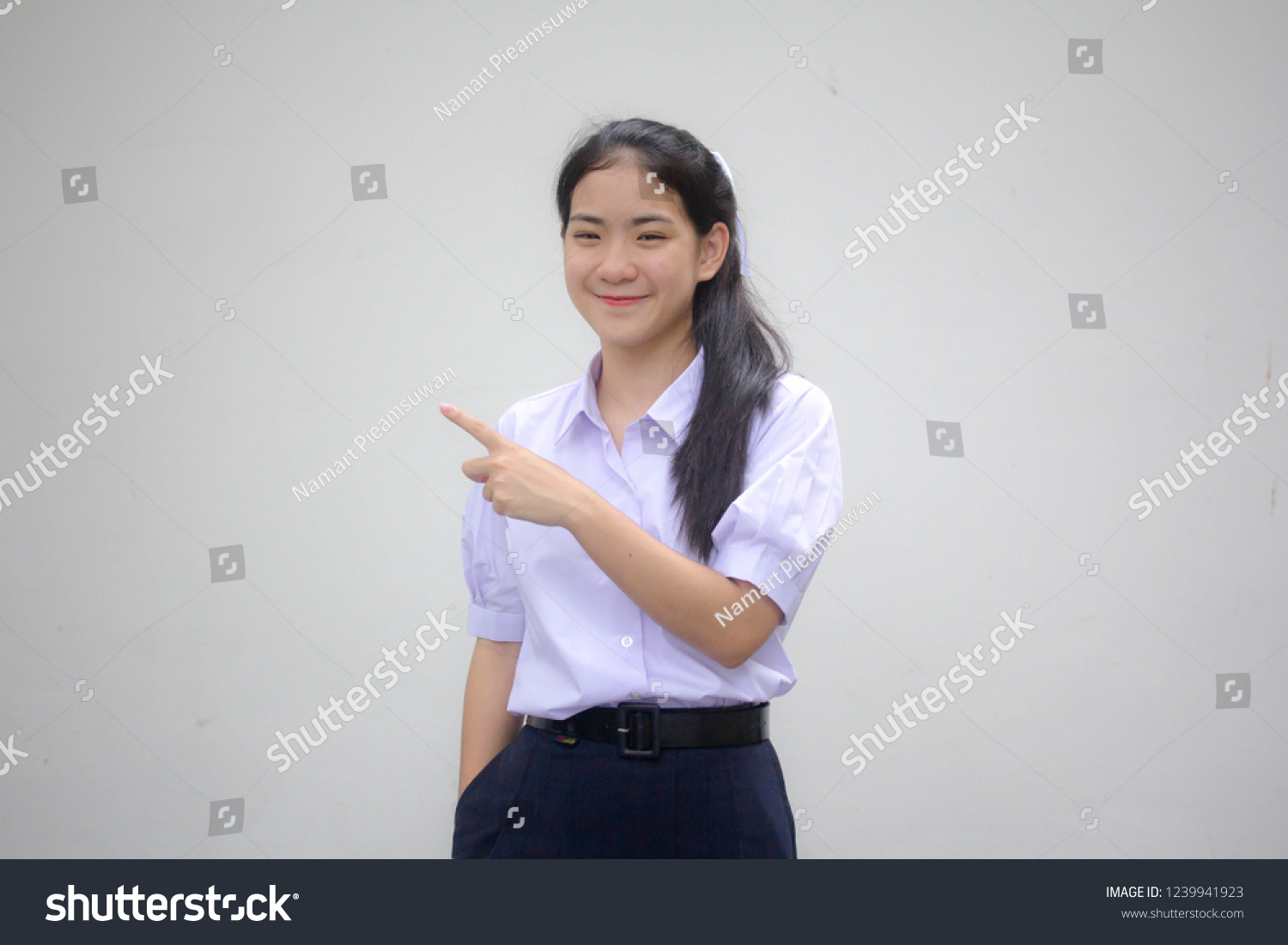 Portrait Thai High School Student Uniform Stock Photo 1239941923 ...