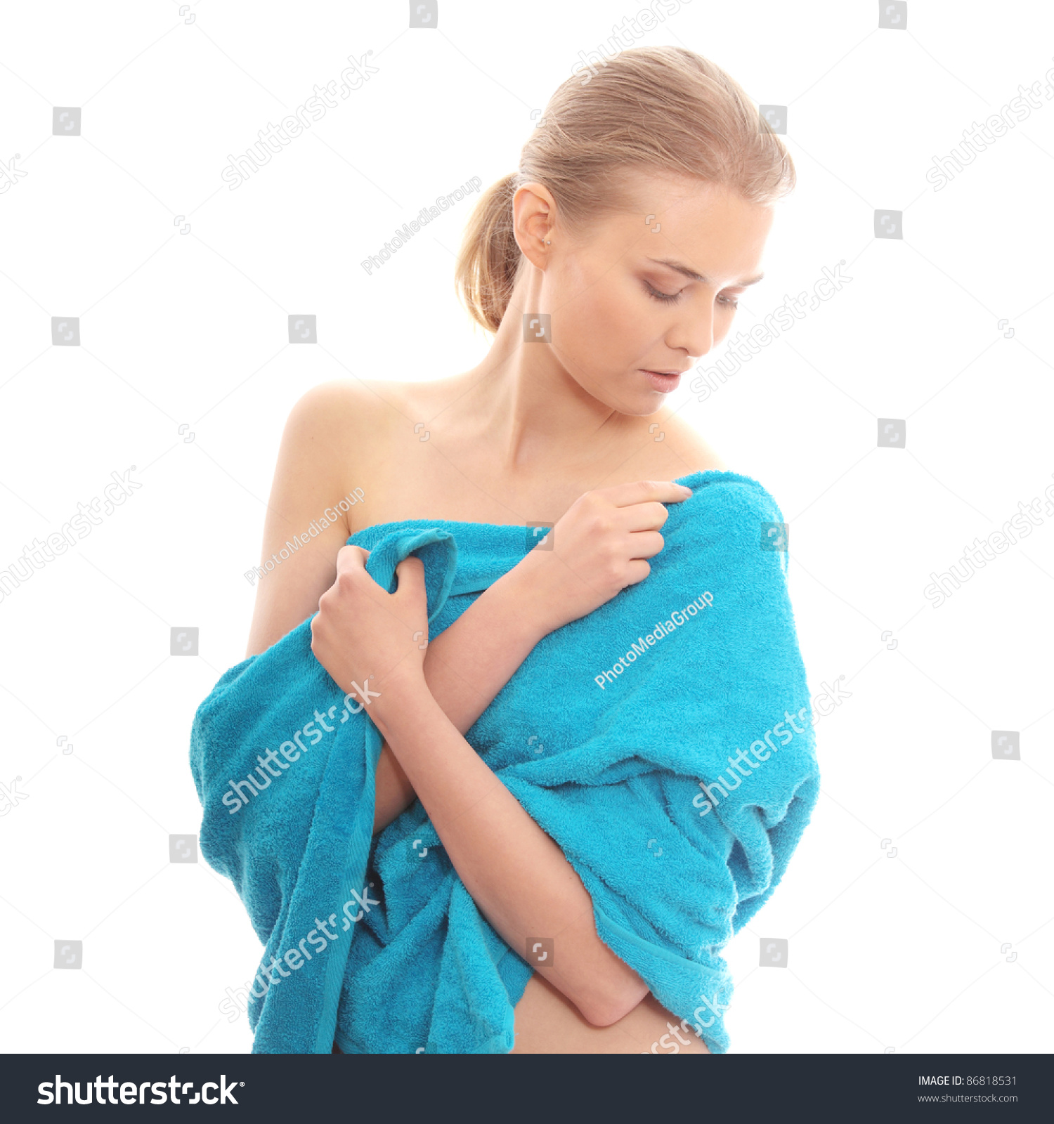 Portrait Beautiful Naked Woman Covering Her Stock Photo Edit Now