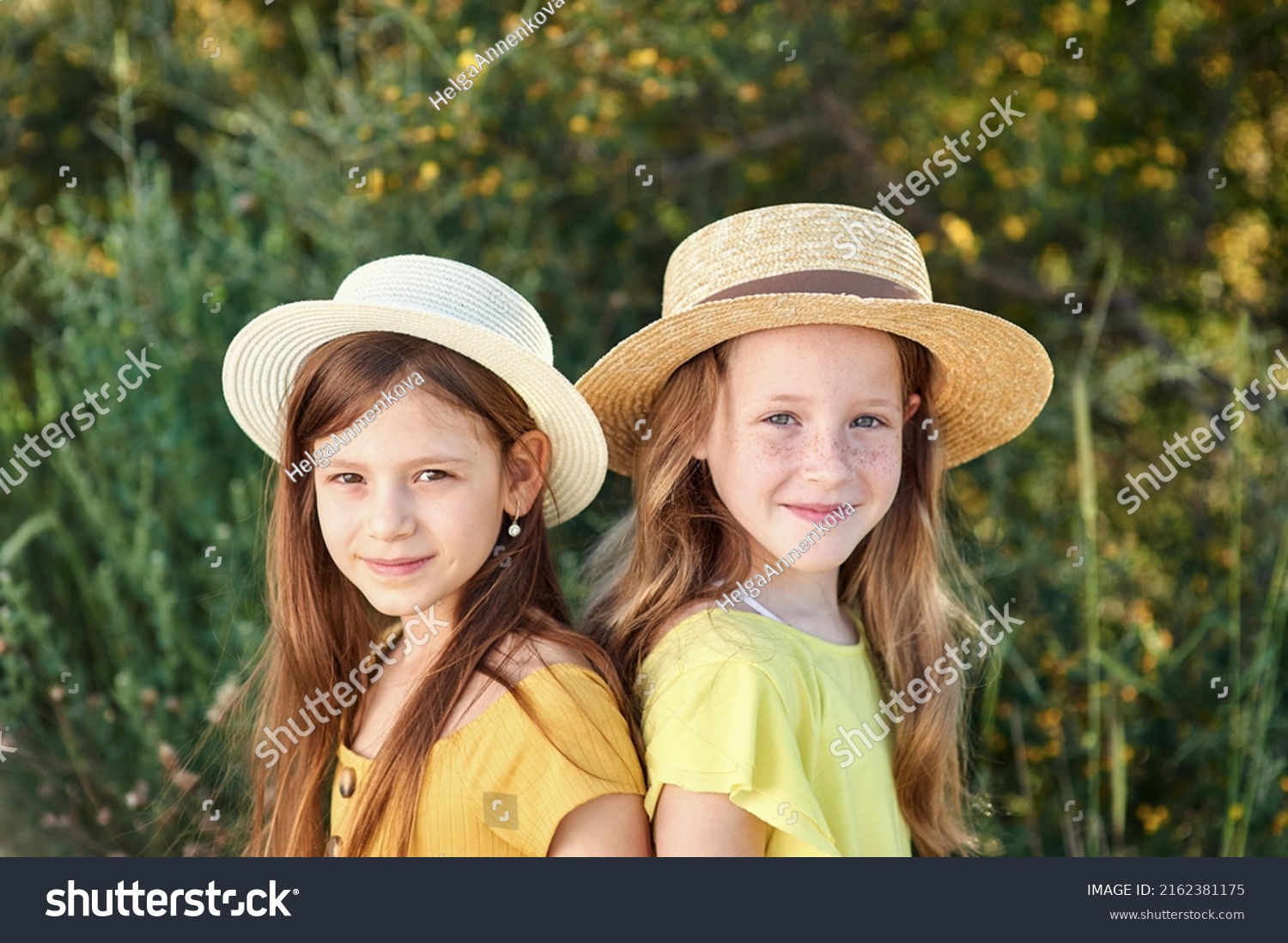 Portrait Two Cute Girls On Beautiful Stock Photo 2162381175 | Shutterstock