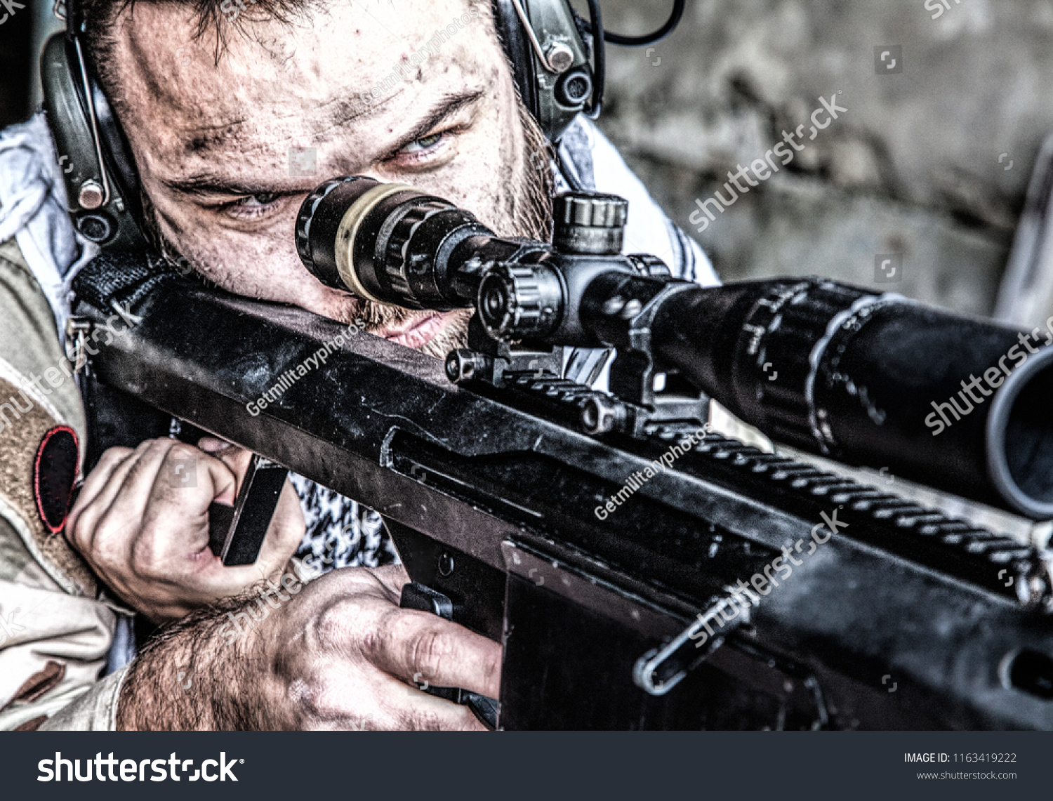 Portrait Us Navy Seal Sniper On стоковая фотография редактировать