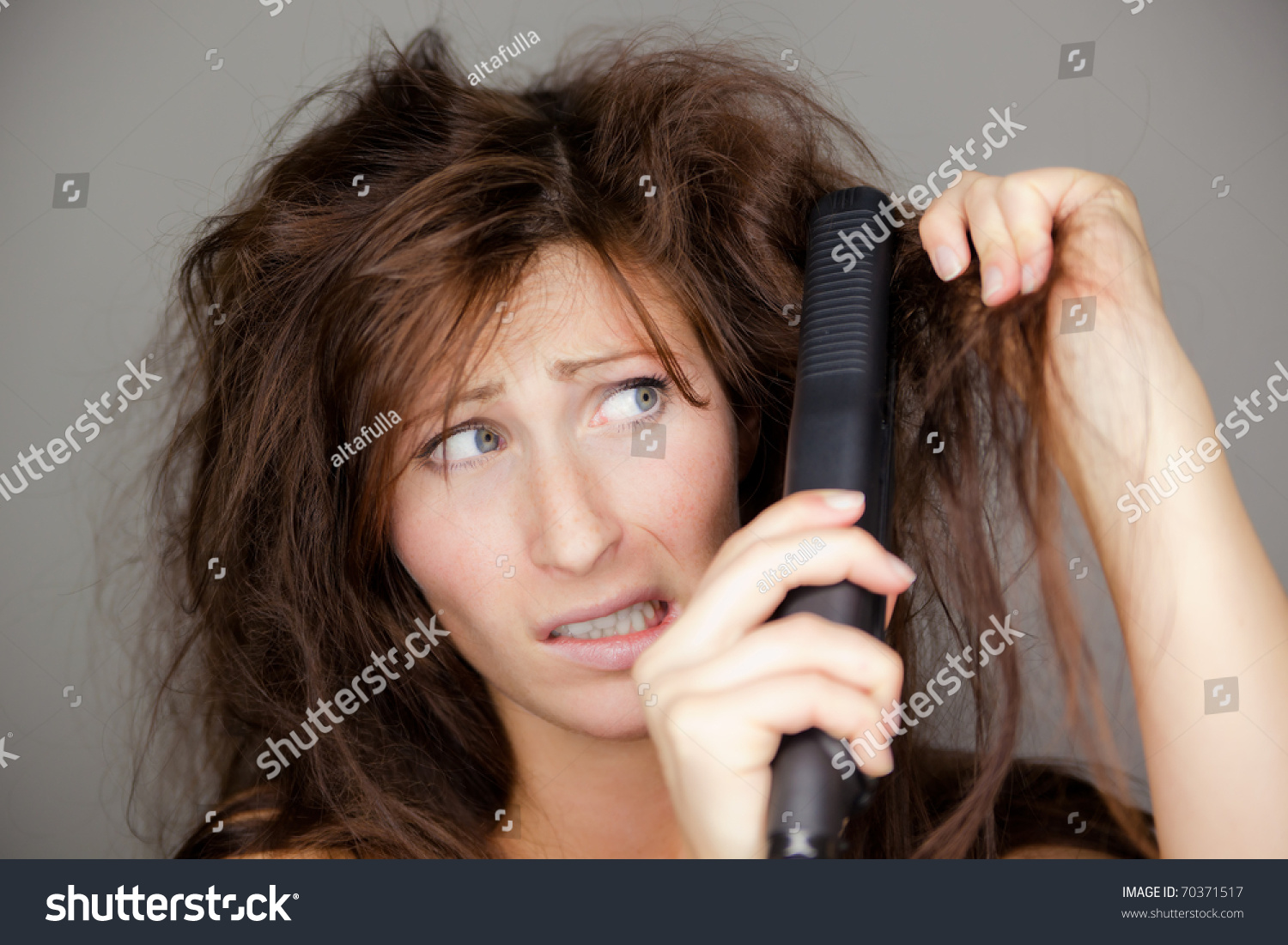 Portrait Of Unhappy Hairy Female Stock Photo 70371517 : Shutterstock