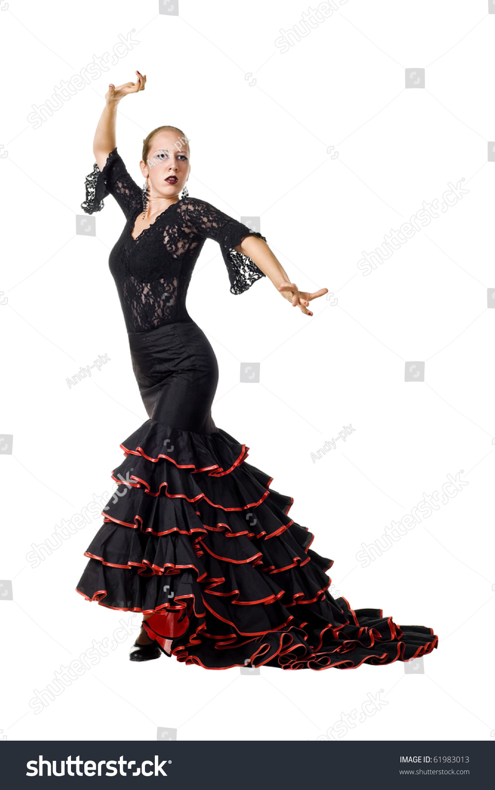 Portrait Of Young Beautiful Flamenco Dancer. Isolated Over White ...