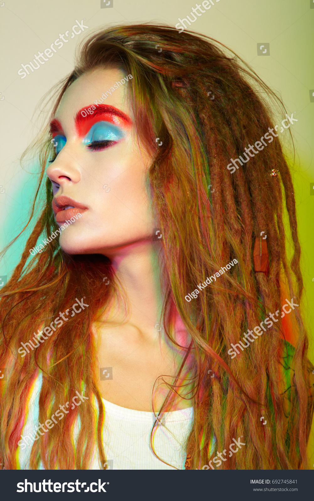 Portrait Young Beautiful Girl Dreadlocks Fashion Stock Photo Edit Now