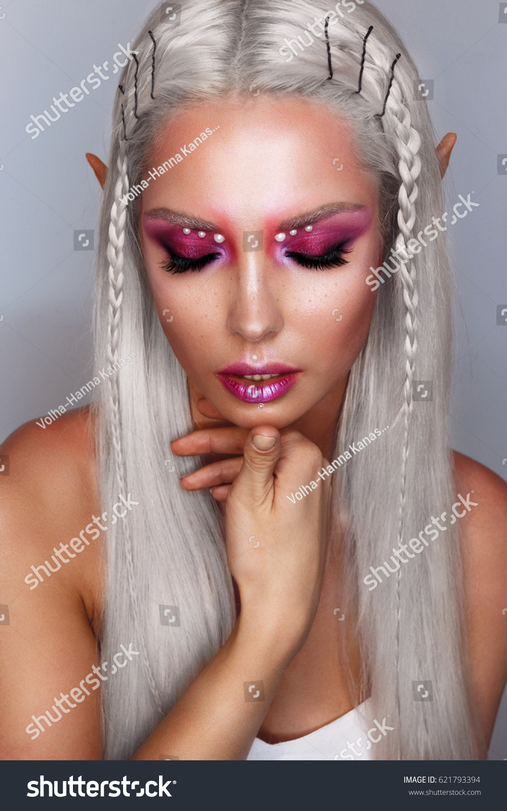 Portrait Young Beautiful Tanned Platinum Blonde Stock Photo Edit
