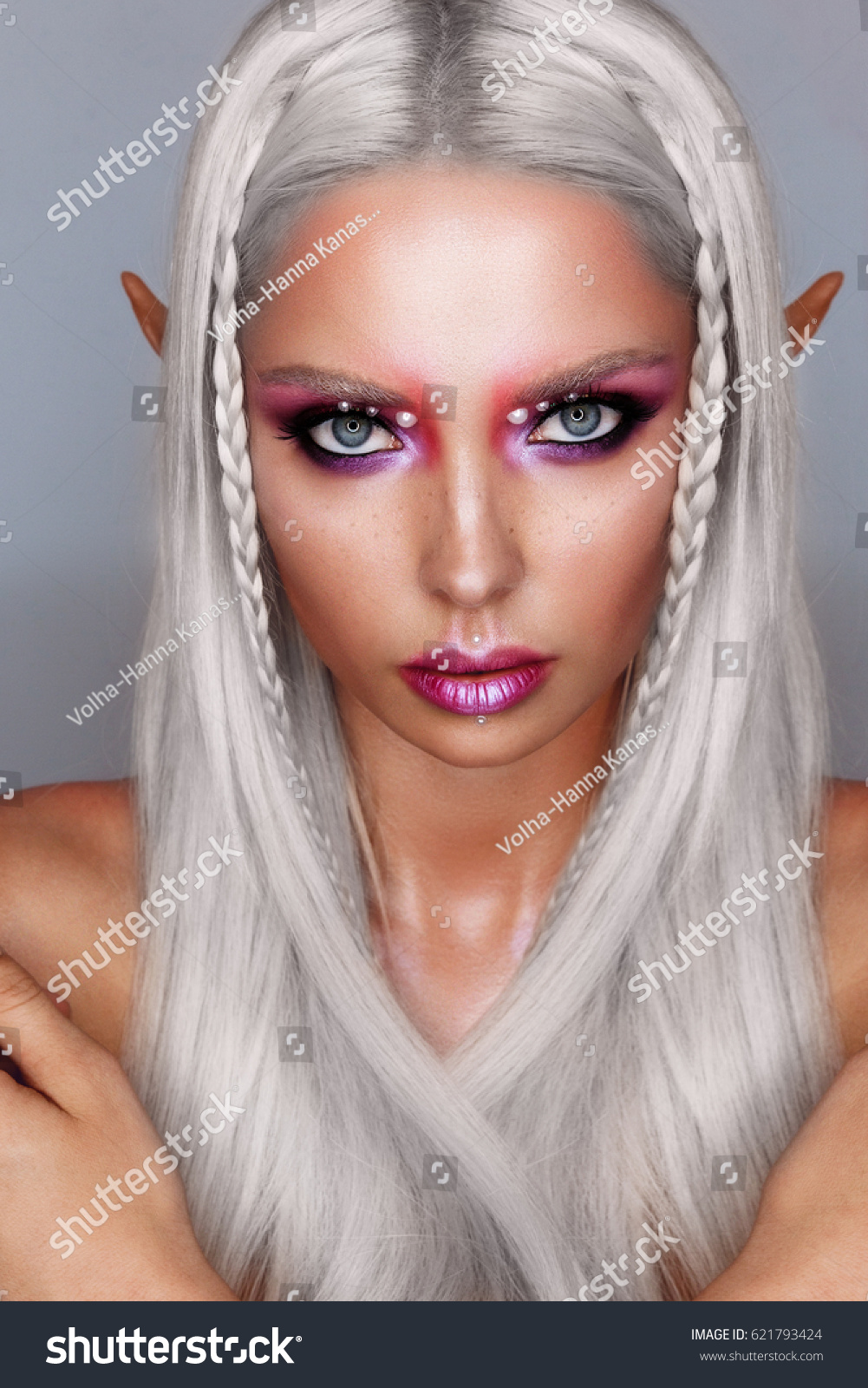 Portrait Young Beautiful Tanned Platinum Blonde Stock Photo Edit
