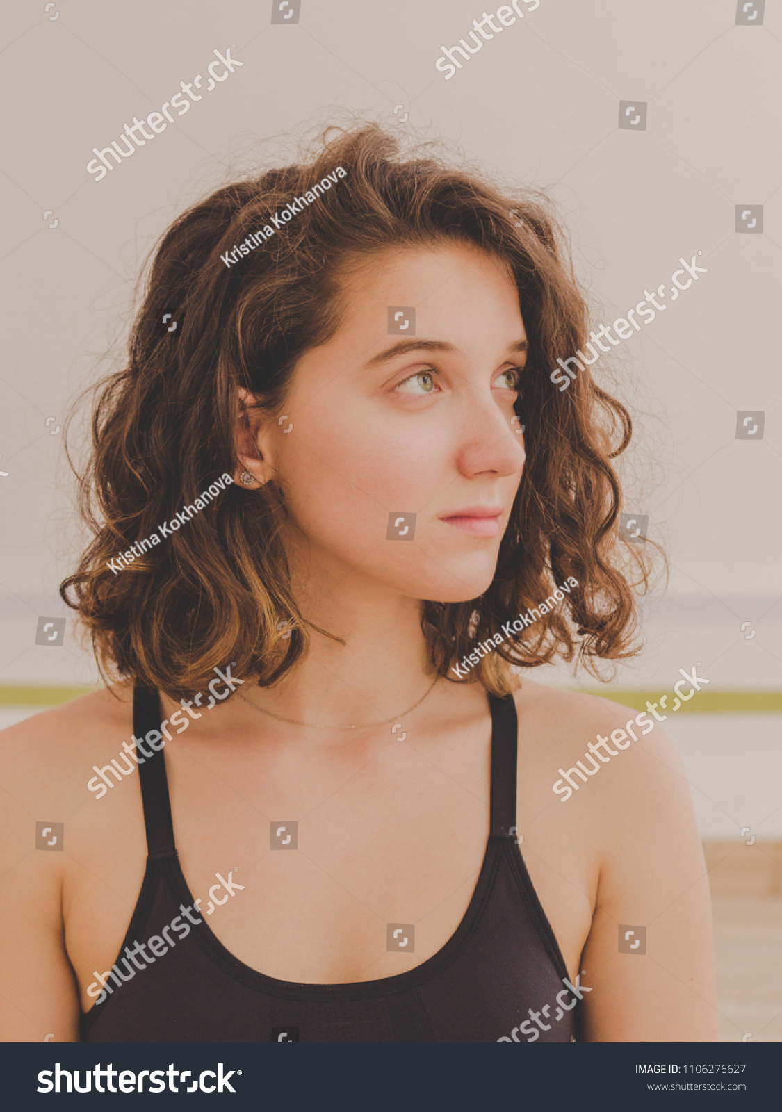 Portrait Young Pretty Yoga Girl Short Stock Photo (Edit Now