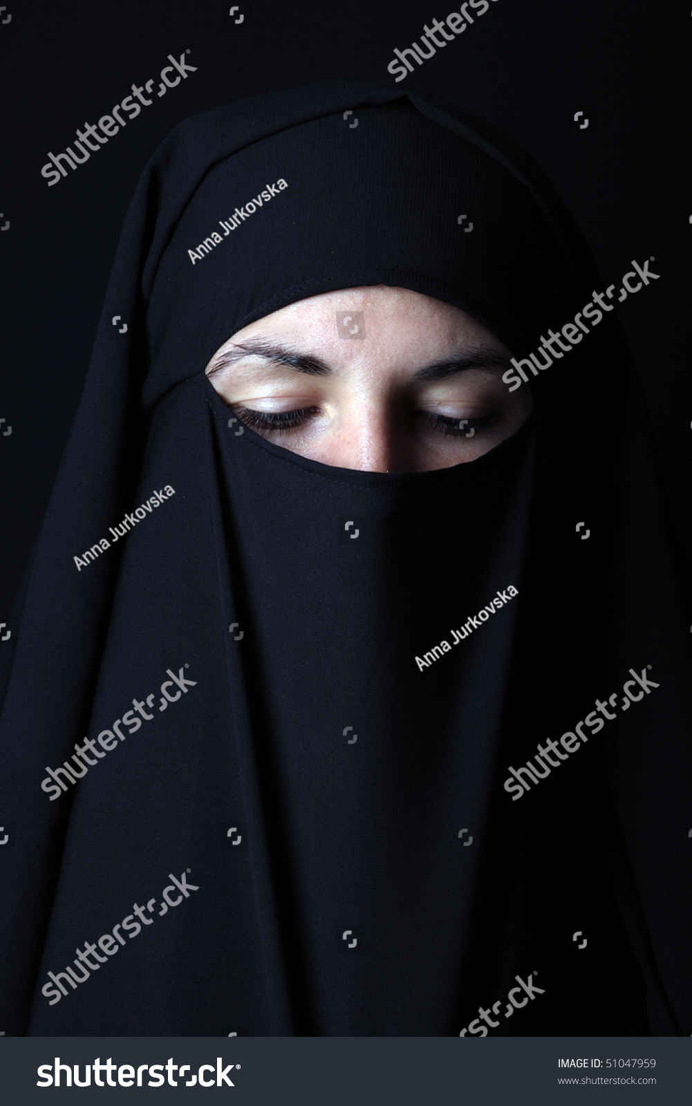 Portrait Of Young Woman In Black Hijab Stock Photo 51047959 : Shutterstock