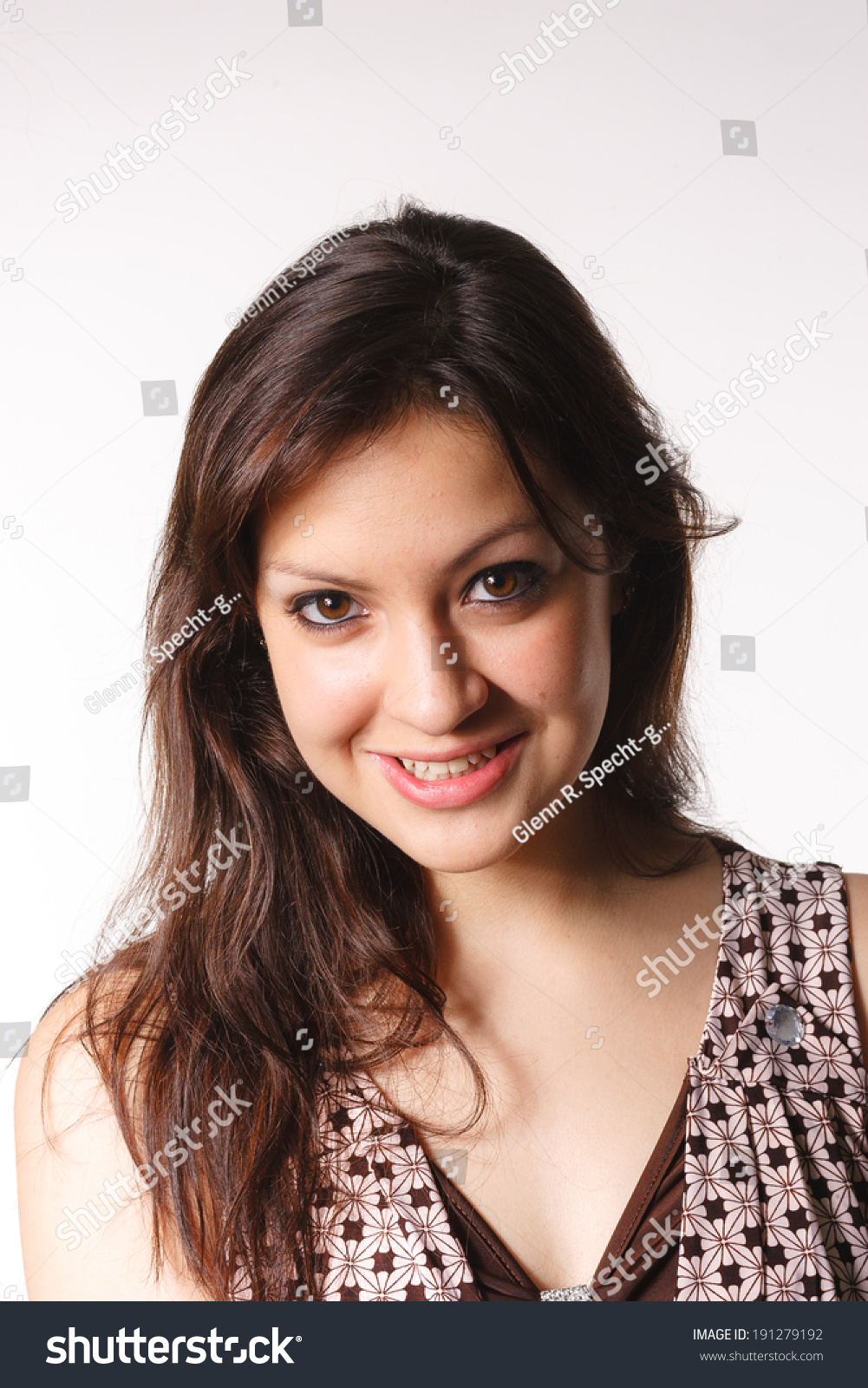 Portrait On White Latinamerican Brown Hair Stock Photo Edit Now