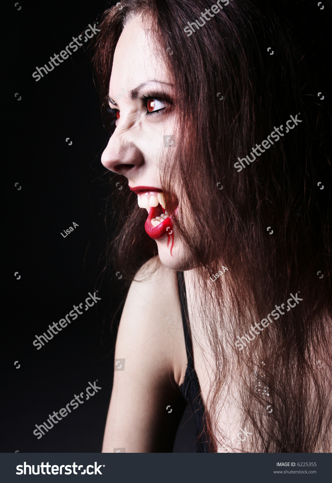 Portrait Sexy Vampiregirl On Black Background Stock Photo 6225355 ...