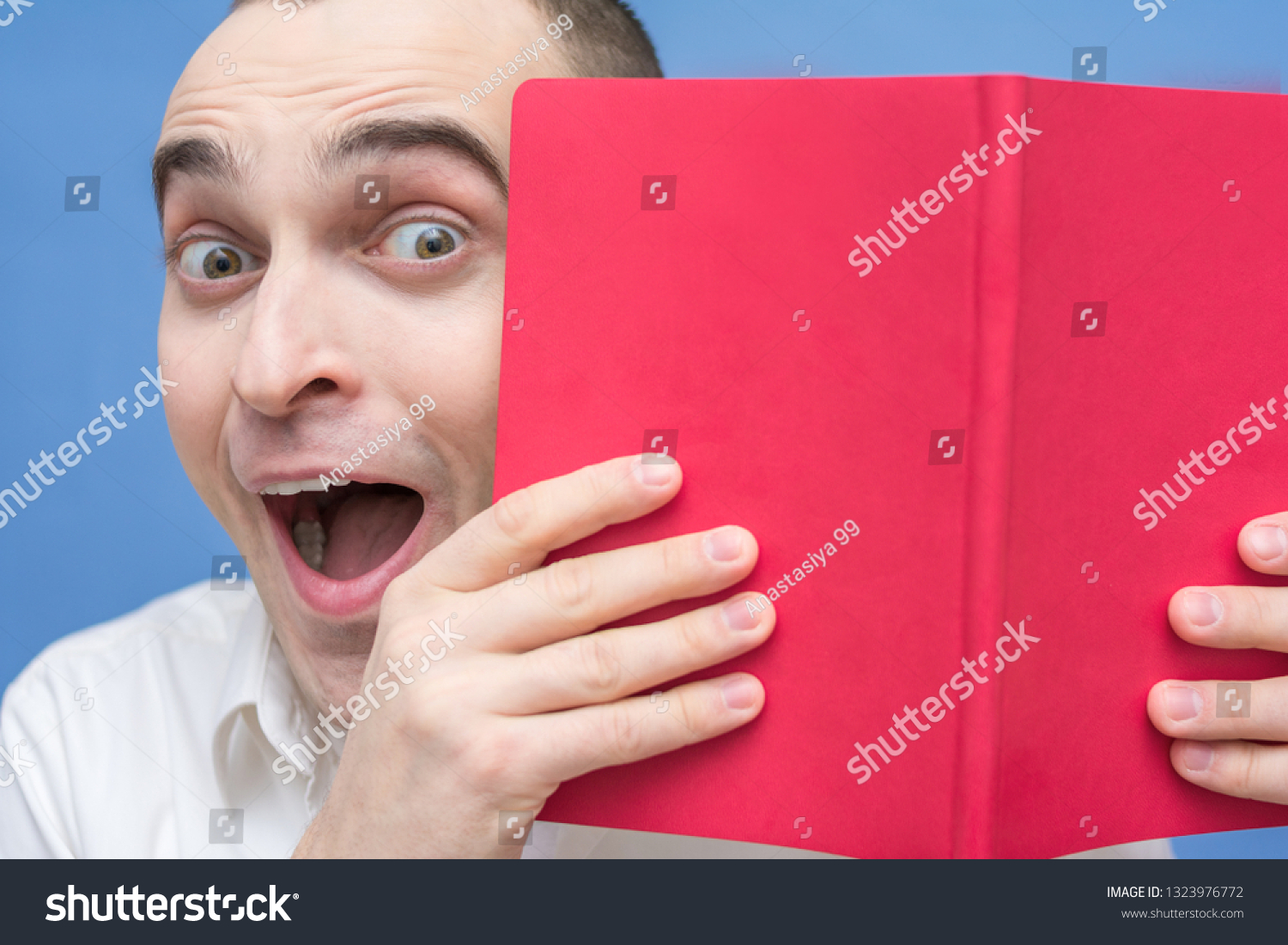 Portrait Student White Shirt Open Book Stock Photo 1323976772 ...