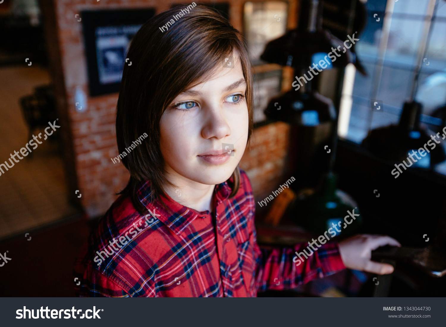 Portrait Thoughtful Caucasian Teenager Boy Long Stock Photo