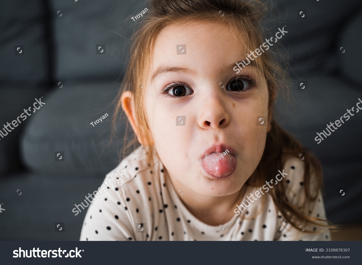 Portrait View Little Happy Funny Girl Stock Photo 2108878307 | Shutterstock