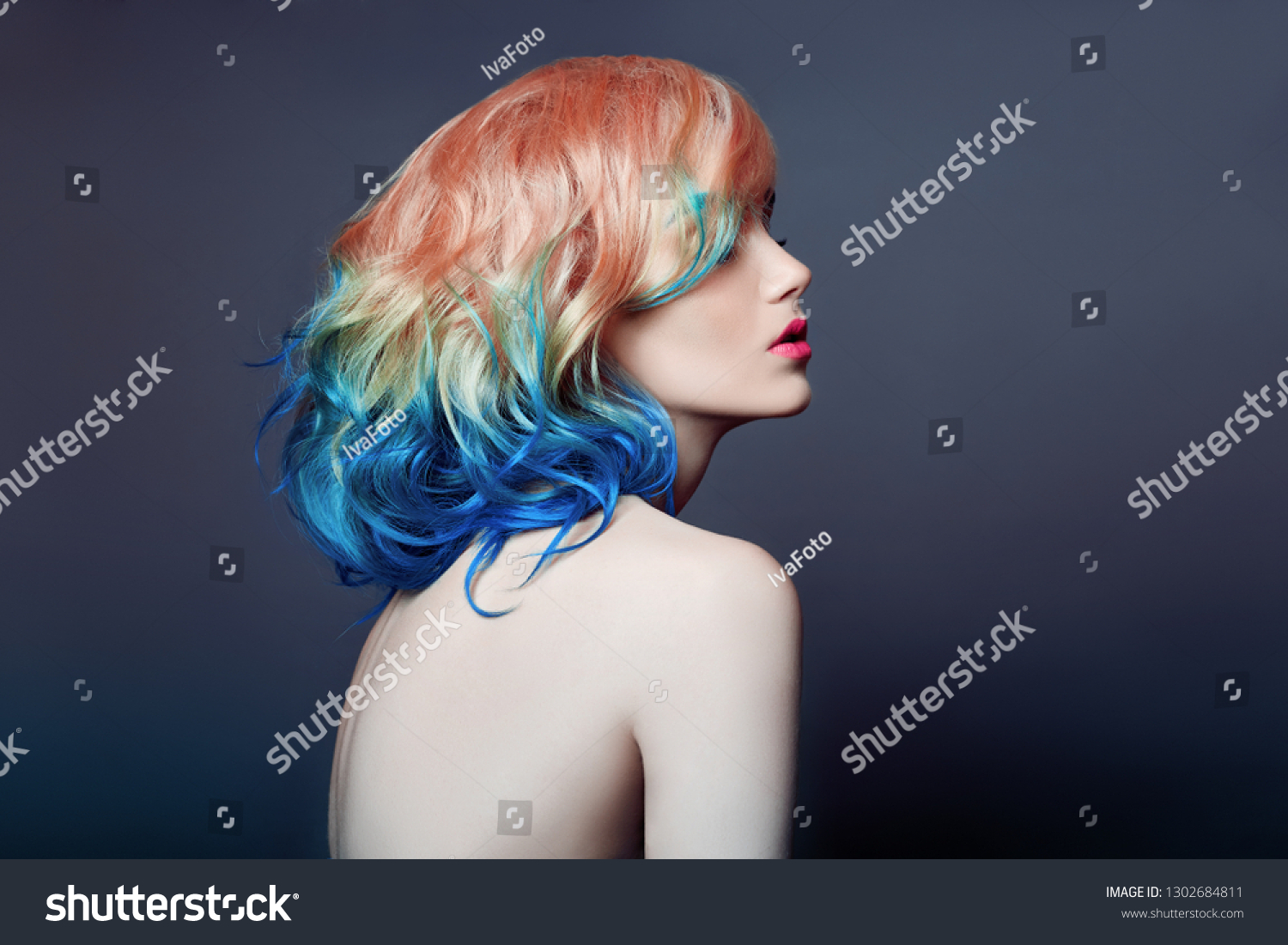 Portrait Woman Bright Colored Flying Hair Stock Photo Edit Now