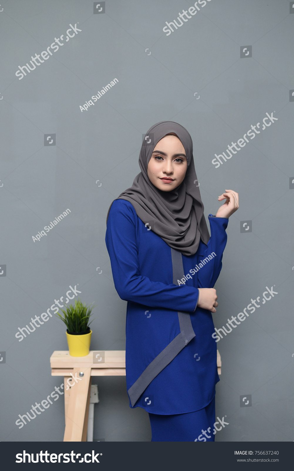 Portraiture Young Girl Model Wearing Hijab Beautiful Stock Photo