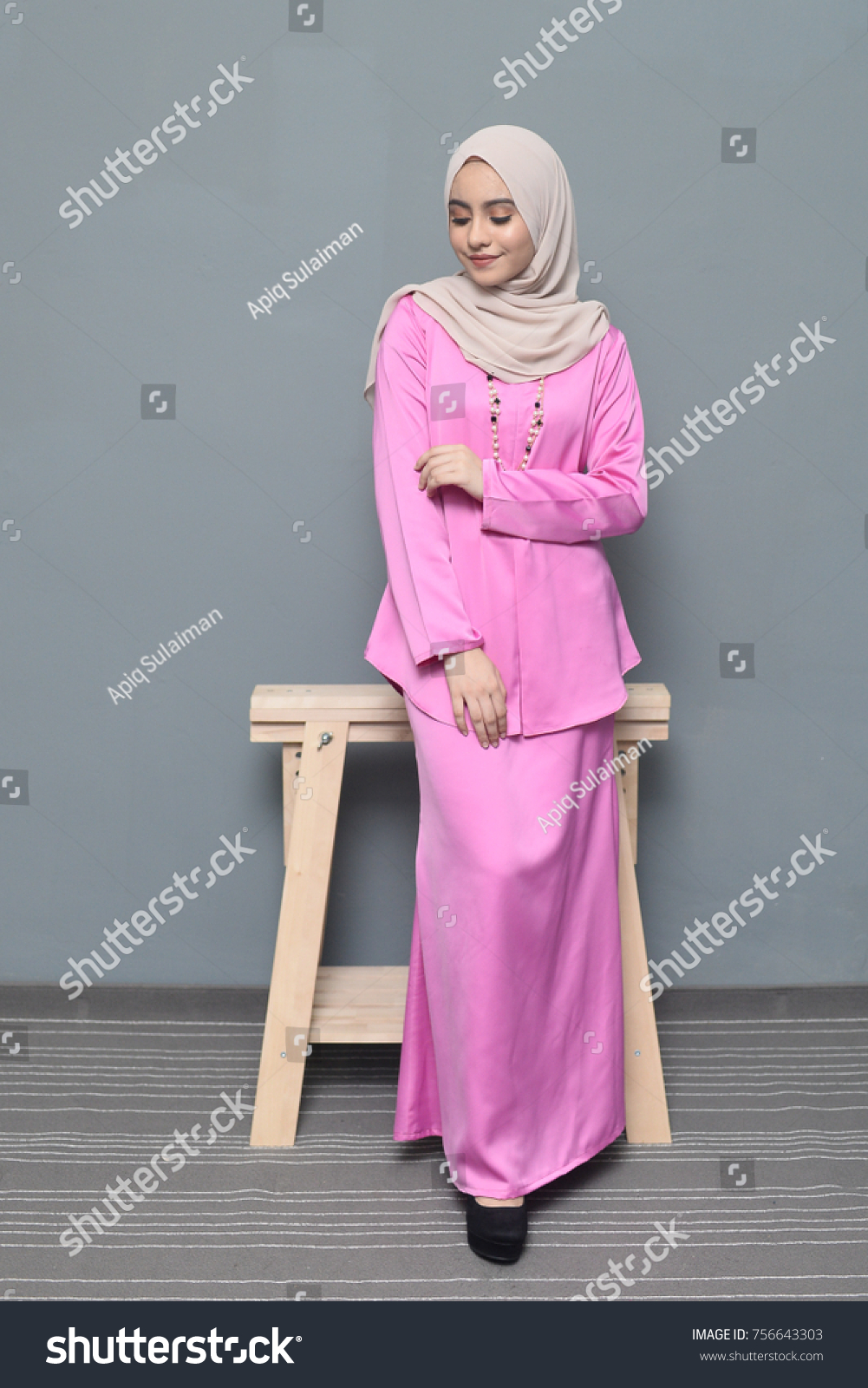 Portraiture Young Girl Model Wearing Hijab Beautiful Stock Photo