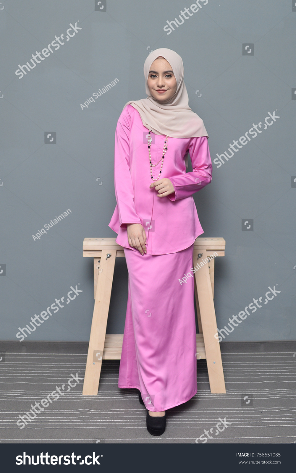 Portraiture Young Girl Model Wearing Hijab Beautiful Stock Photo