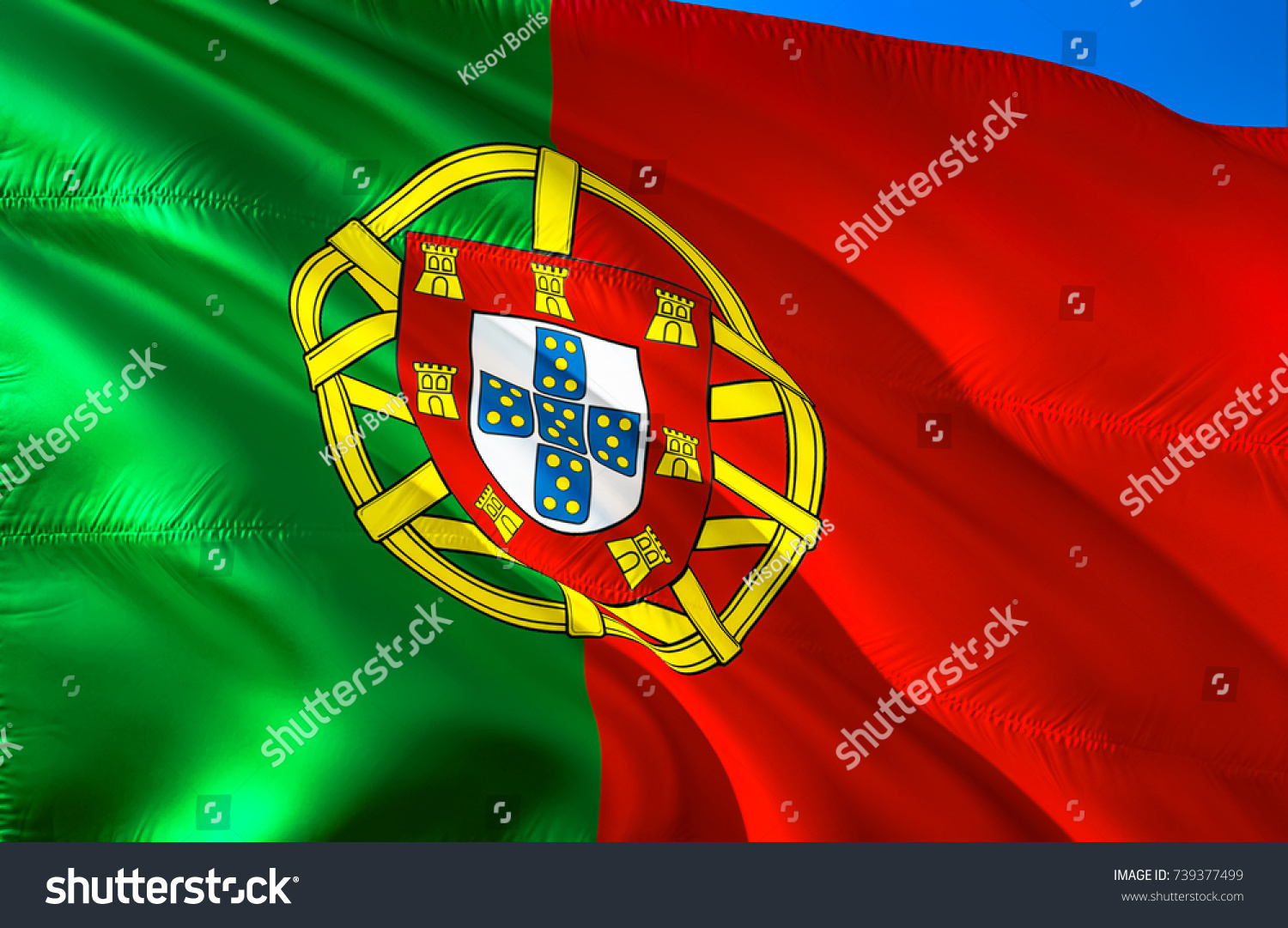 Portugal Flag Flag Portugal 3 D Waving Stock Illustration Royalty