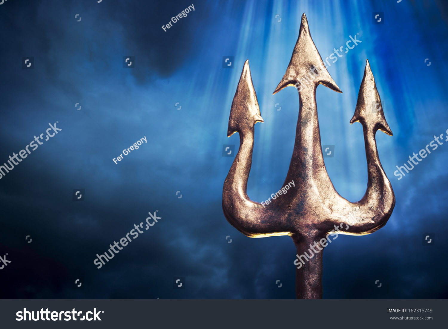 Poseidons Trident On Dark Sky Background Stock Illustration 162315749