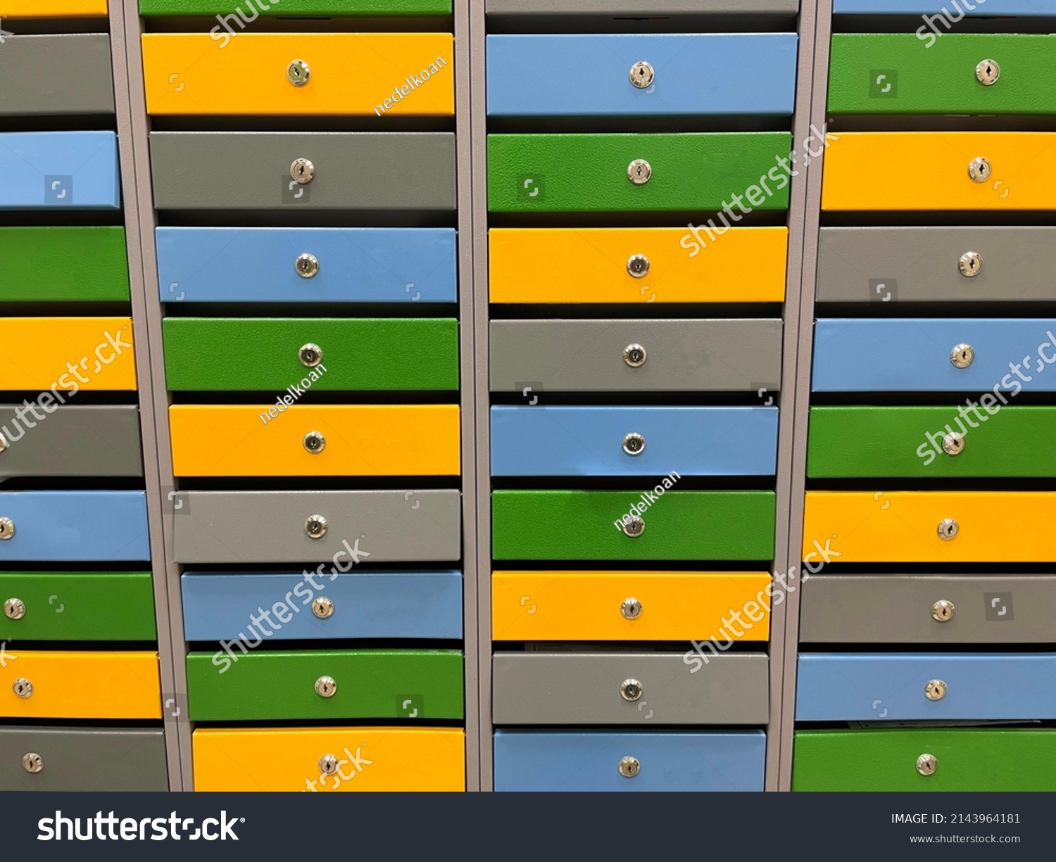 Stock Photo Post Office Box Yellow Mailbox For Rent Mailbox Boxes For Parcels That The Recipient Can Pick Up 2143964181 