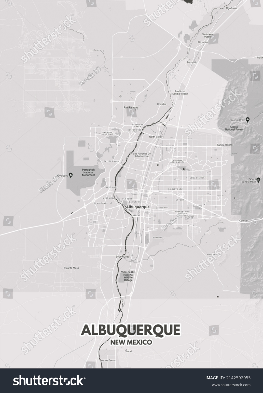 Poster Albuquerque New Mexico Maproad Map Stock Illustration 2142592955   Stock Photo Poster Albuquerque New Mexico Map Road Map Illustration Of Albuquerque New Mexico Streets 2142592955 