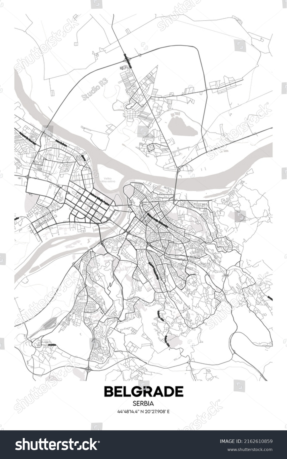 Poster Belgrade Serbia Map Illustration Belgrade Stock Illustration ...