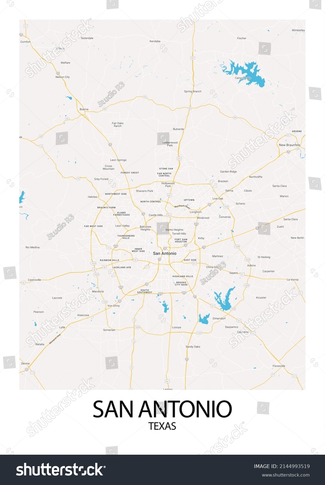 Poster San Antonio Texas Maproad Map Stock Illustration 2144993519 ...