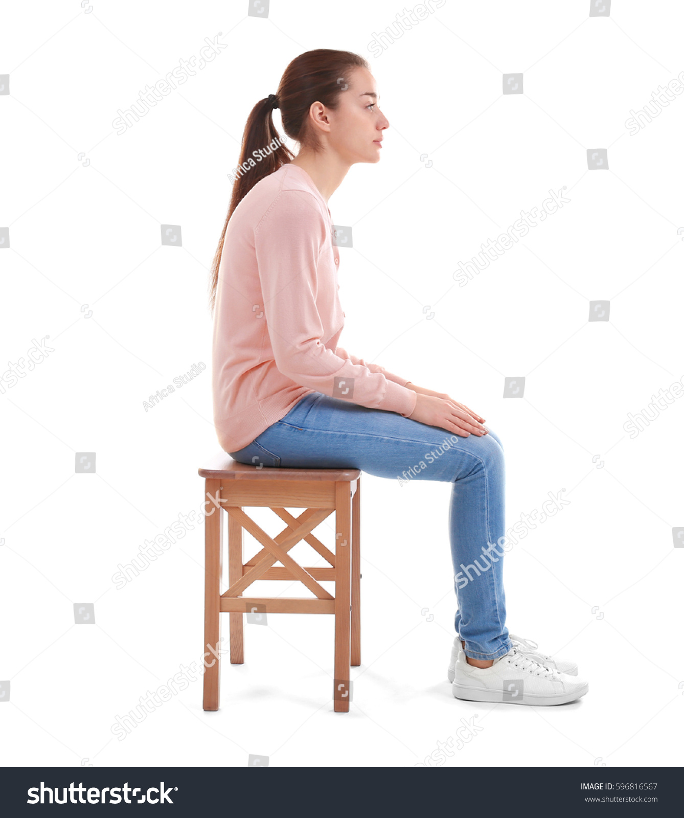 Posture Concept Young Woman Sitting On Stock Photo (Edit Now) 596816567