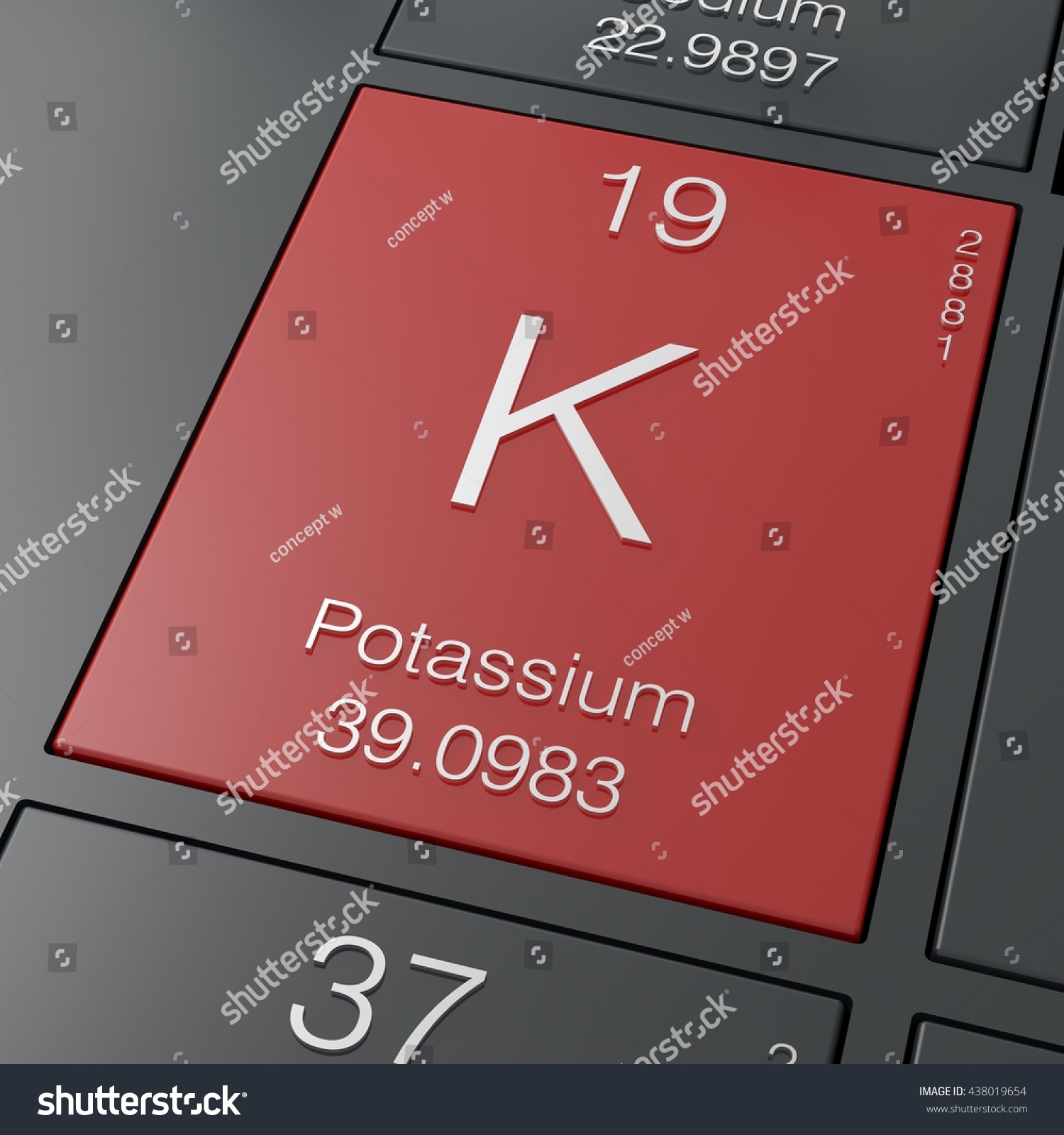 Potassium Element Periodic Table 3 D Rendering Stock