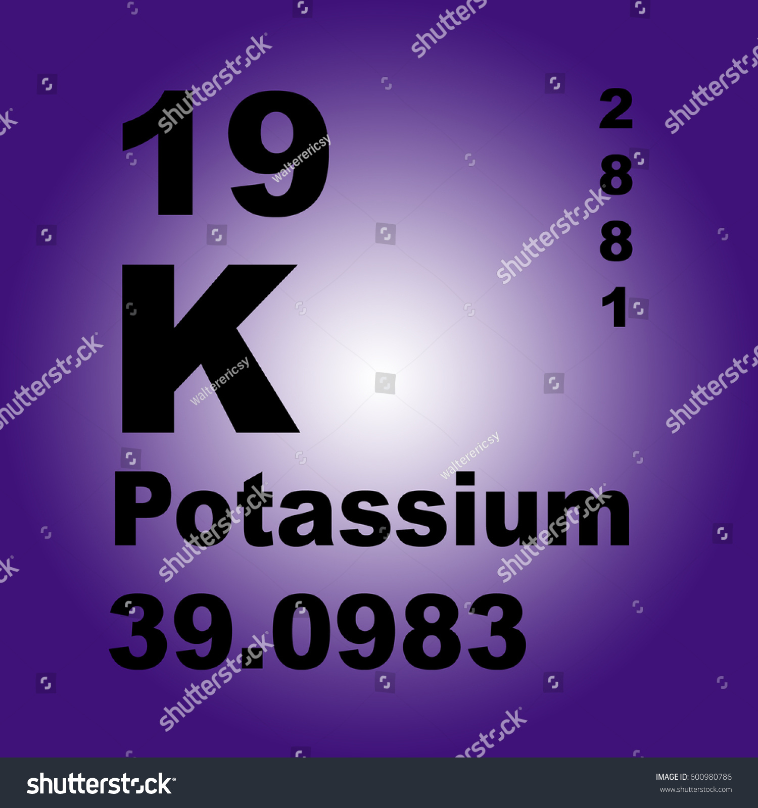 Potassium Periodic Table Elements Stock Illustration 600980786