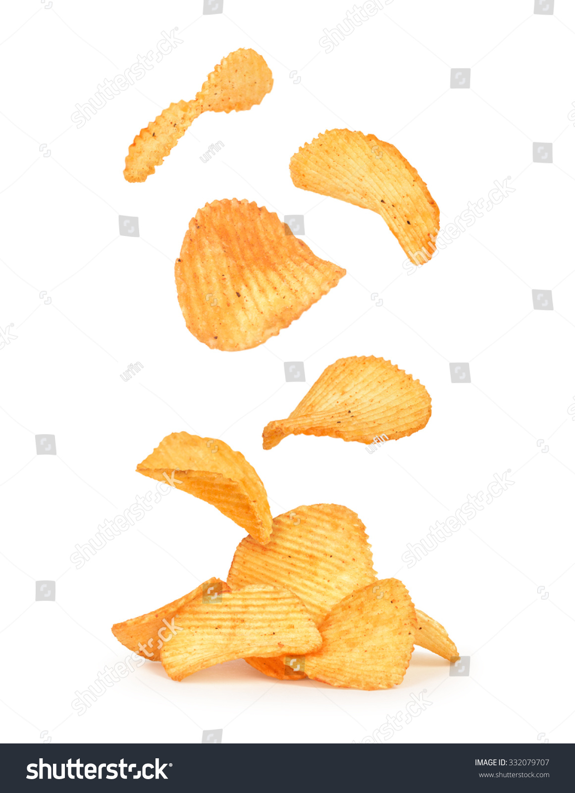 Potato Chips Air On Isolated White Stock Photo (Edit Now) 332079707