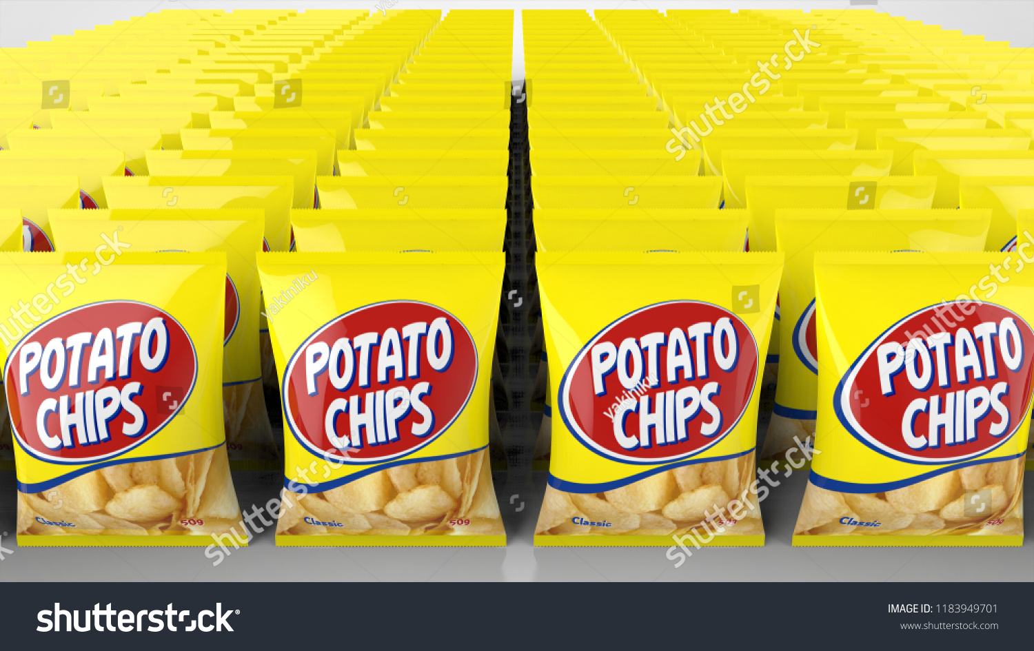 Potato Chips Packaging Multiple Front 3d Stock Illustration 1183949701 ...