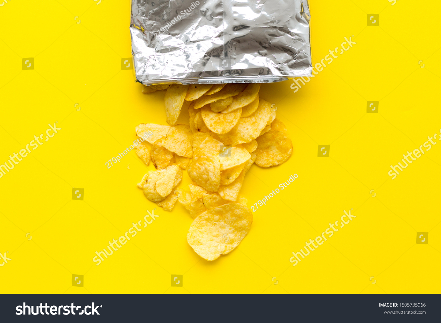 Download Potato Crisps Bag On Yellow Background Stock Photo Edit Now 1505735966 PSD Mockup Templates