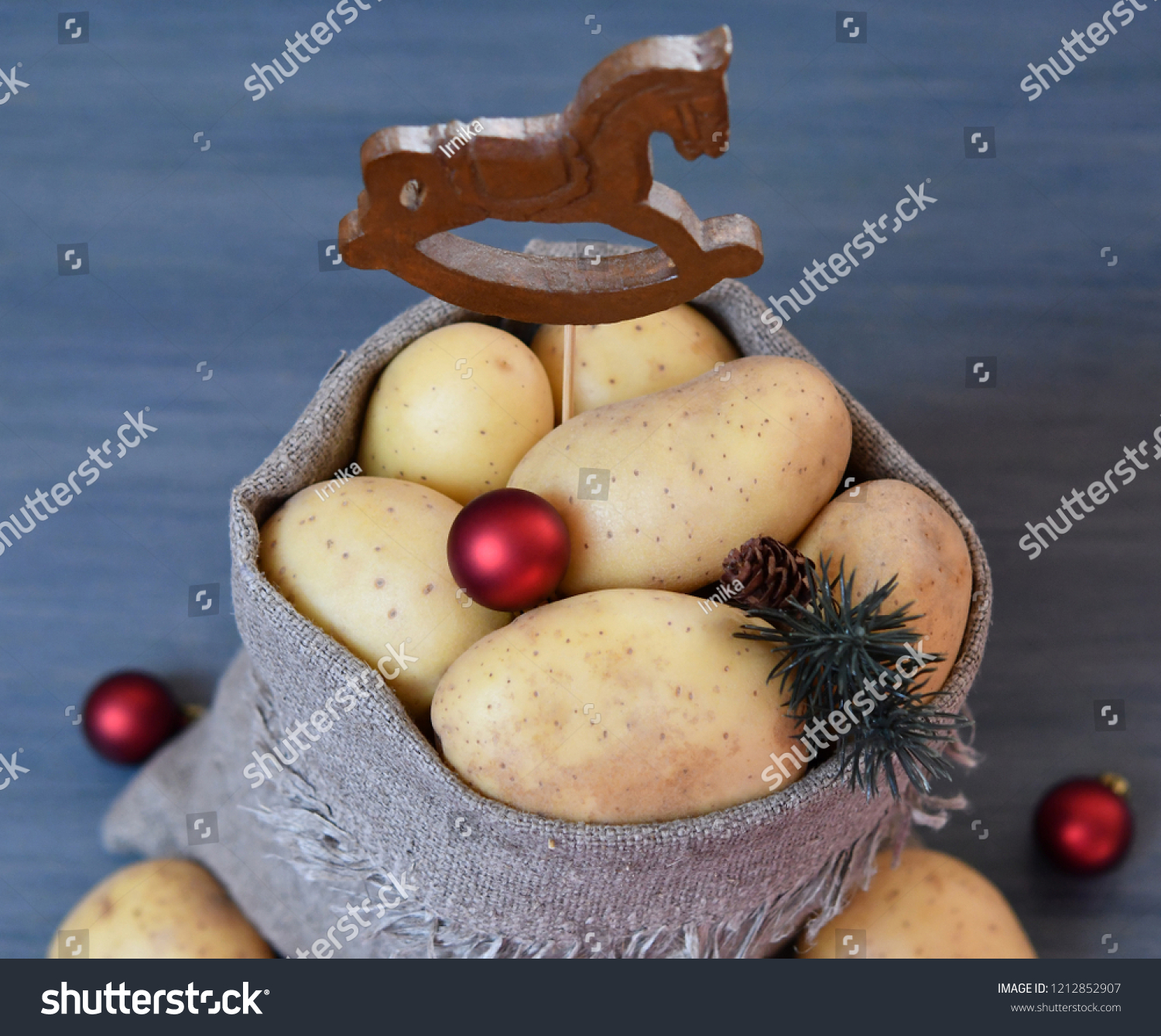 Potatoes Wooden Hobbyhorse Linen Bag Natural Stock Photo Edit Now