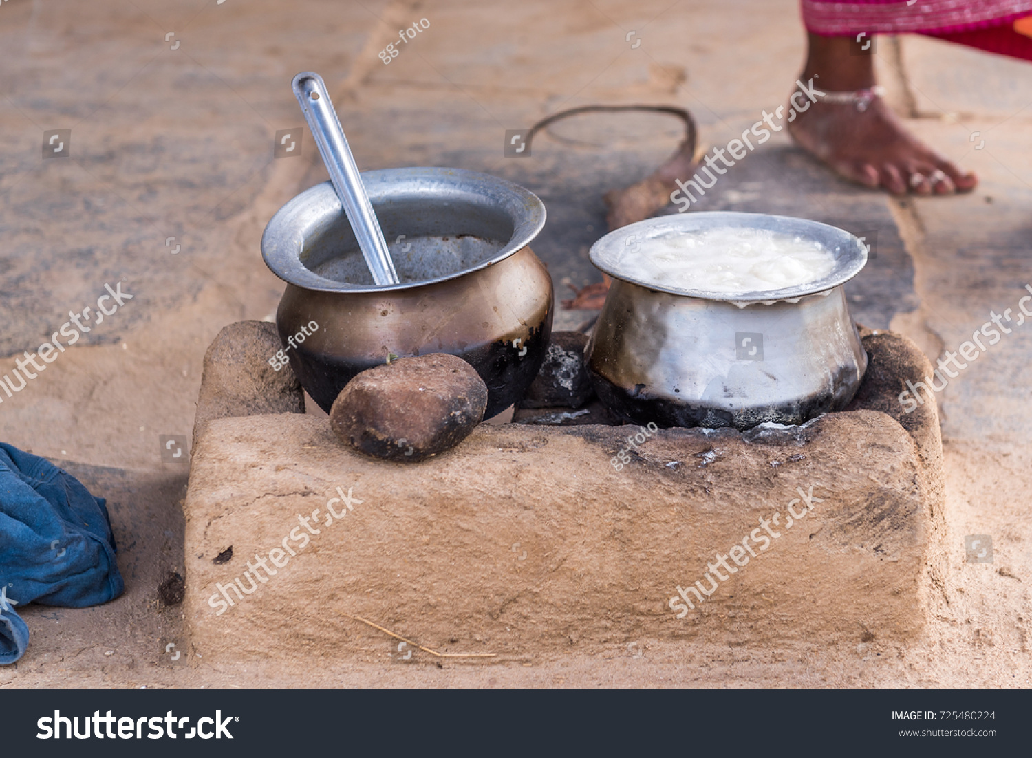 Stock Photo Pots For Indian Food Puttaparthi Andhra Pradesh India 725480224 